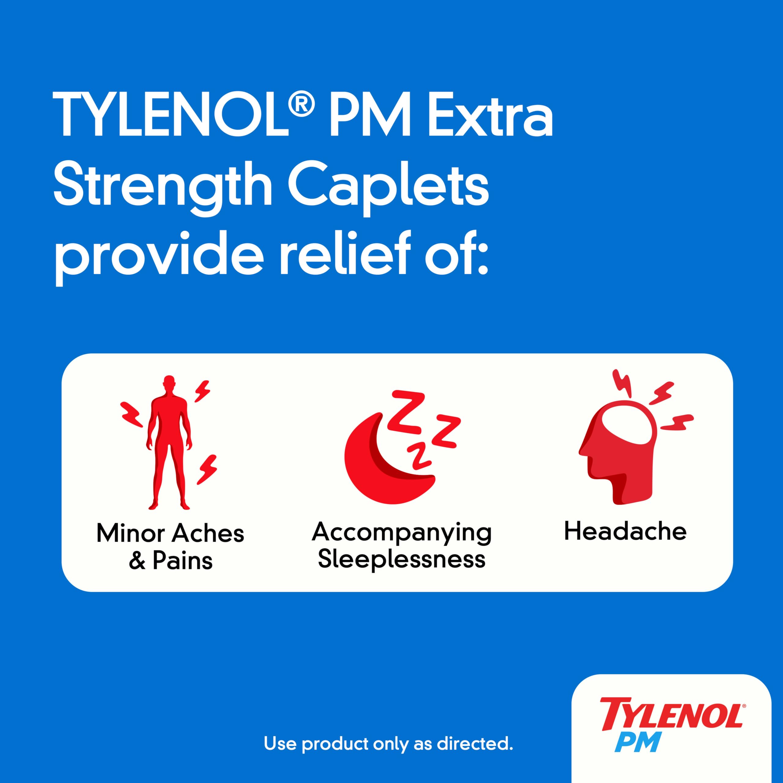 Tylenol PM Extra Strength Caplets, 500 mg Acetaminophen, 24 ct — Amazon image 2