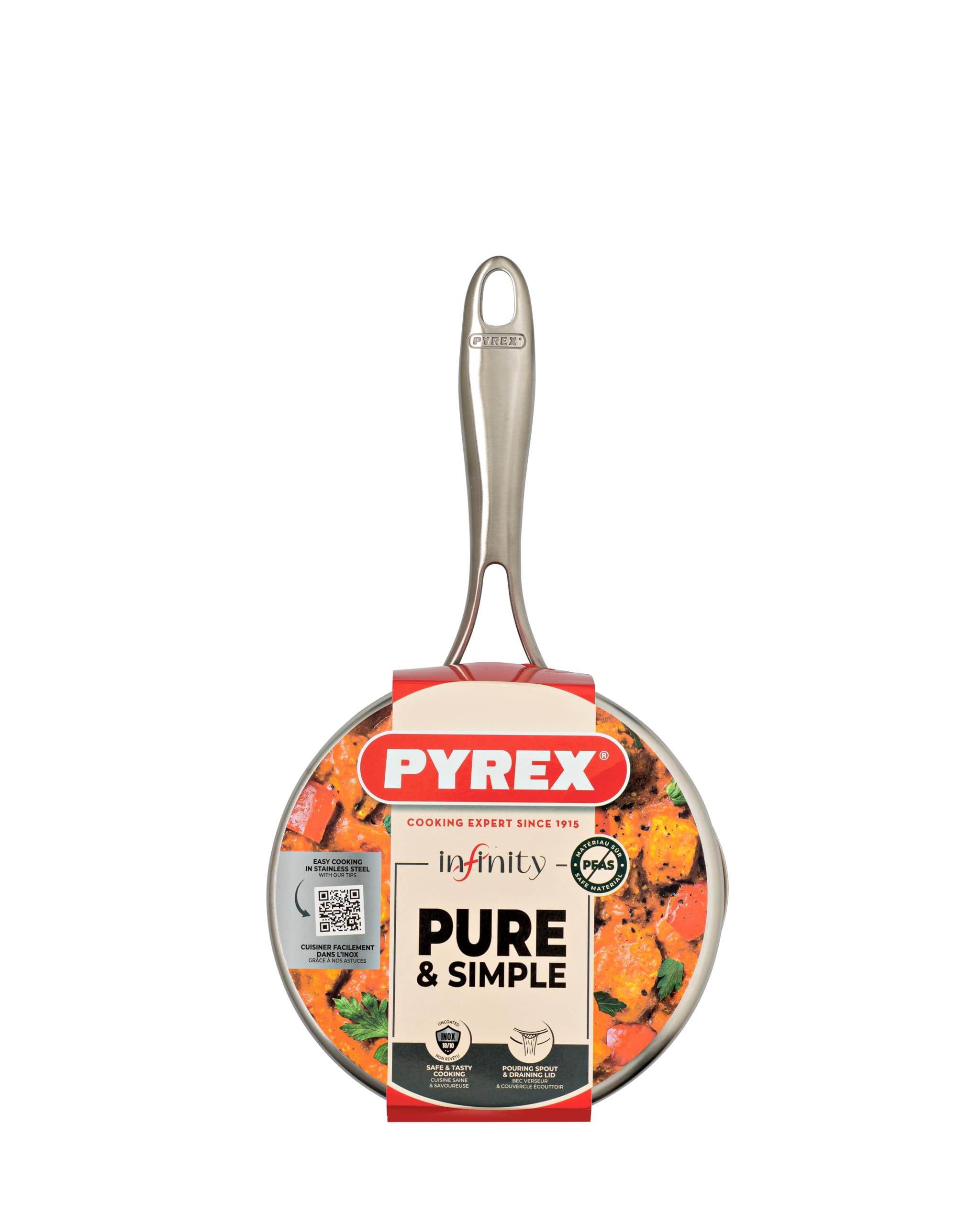 PYREX Infinity Cazuela Inducción Acero Inoxidable 18 cm con Tapa