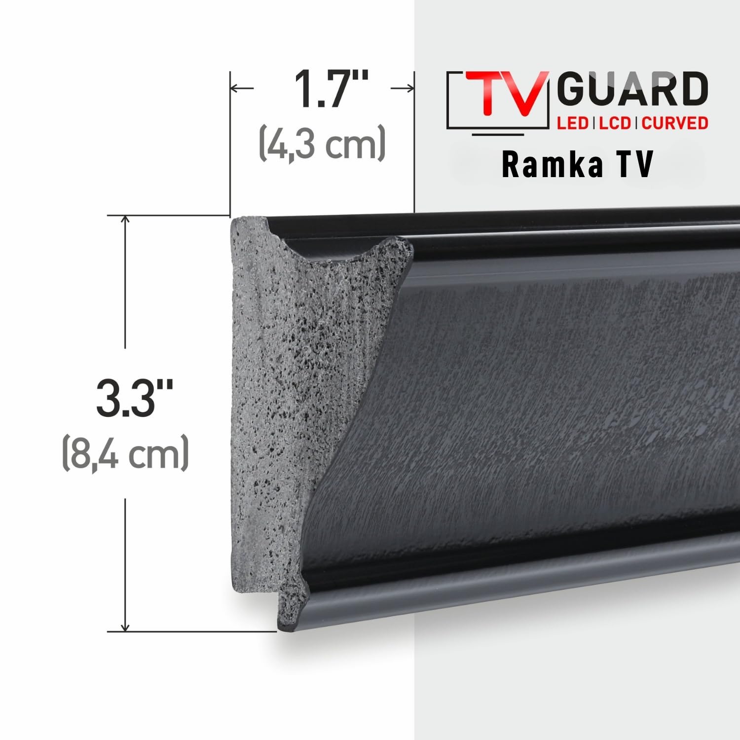 Ramka TV GUARD Frame, ramka TV kompatybilna z telewizorem Samsung The Frame – idealne dopasowanie, brak zakłóceń, kompatybilność z trybem Art (Nowoczesna czerń, 43 Inc)
