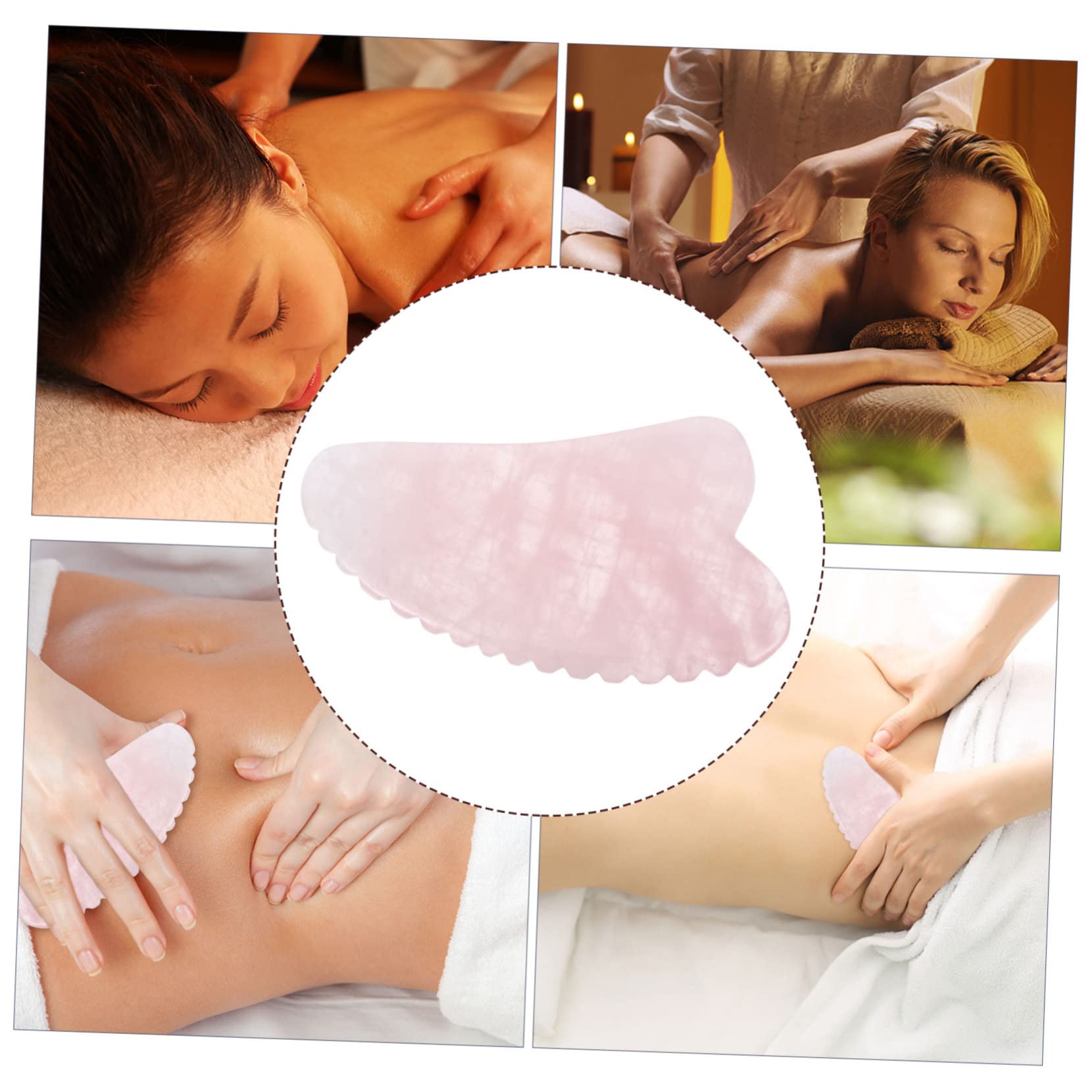Gatuida 2pezzi Piastra Massaggiante Quarzo Rosa Per Scraping Strumento Portatile Per Massaggio Viso Corpo e Spalle Per Rilassamento Muscolare e Trattamenti Spa