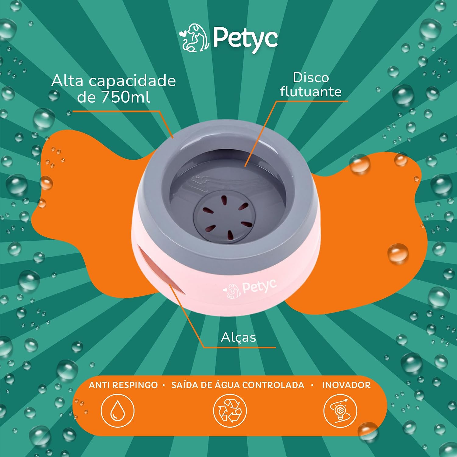 Bebedouro Para Cachorro Gato Pelo Longo Não Molha PETYC Pote de Água Antiderrapante Pelo Sequinho (Rosa Claro) Bebedouro Para Cachorro Gato Pelo Longo Não Molha PETYC Pote de Água Antiderrapante Pelo Sequinho (Rosa Claro)
