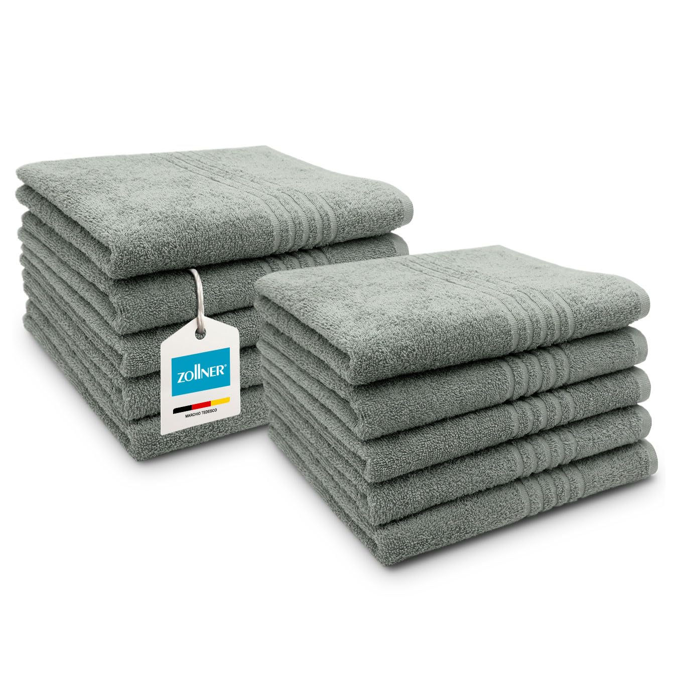 ZOLLNER Ręczniki Szare Komplet 10 szt. 50x100 cm 100% Bawełna Premium