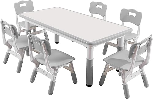 Mesa y sillas para niños, mesa y sillas para niños pequeños, mesa para niños (6 sillas), juego de mesa y silla para niños, juego de mesa y silla