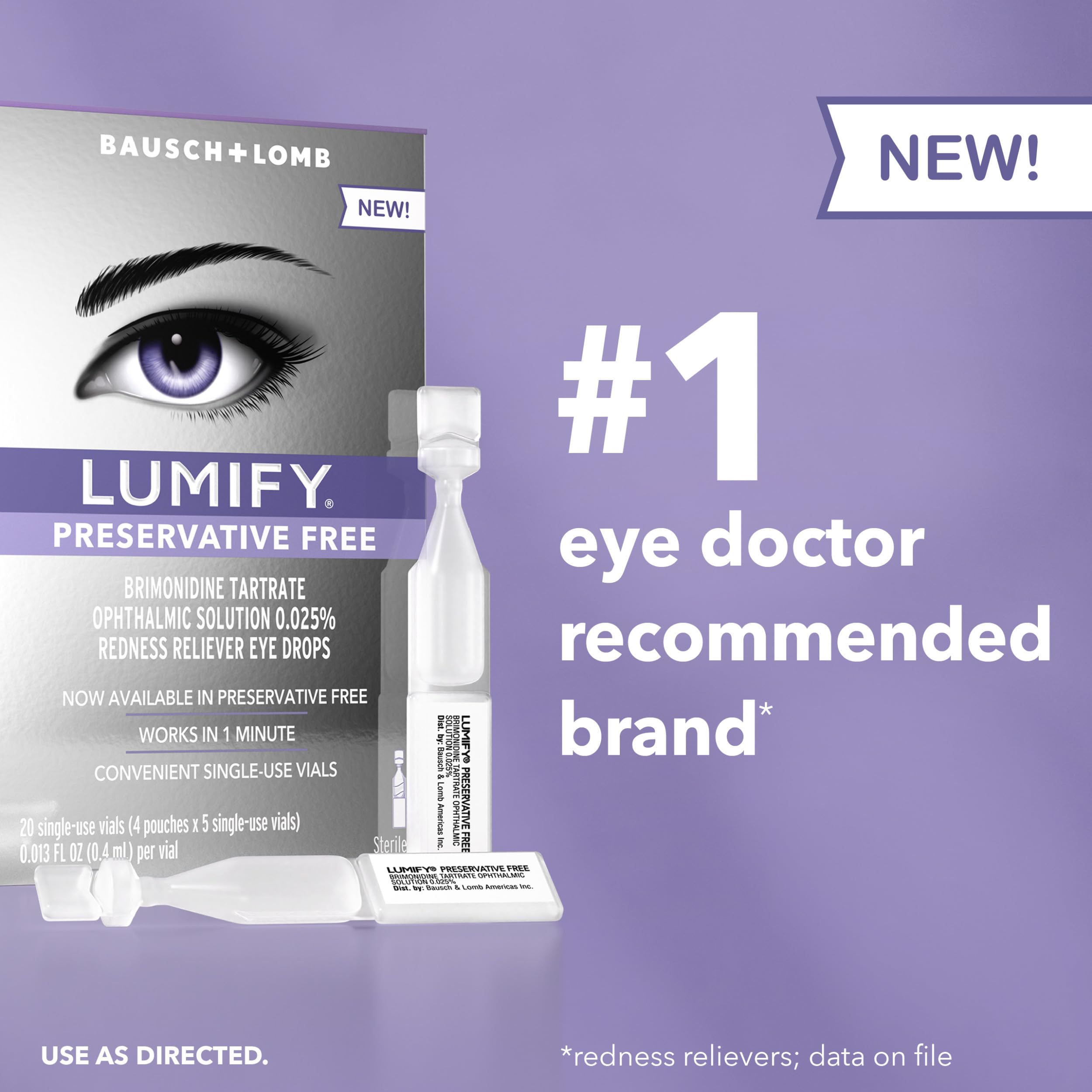 Lumify Preservative Free Eye Drops Redness Relief, Sensitive Eyes, 20 Vials — Amazon image 3