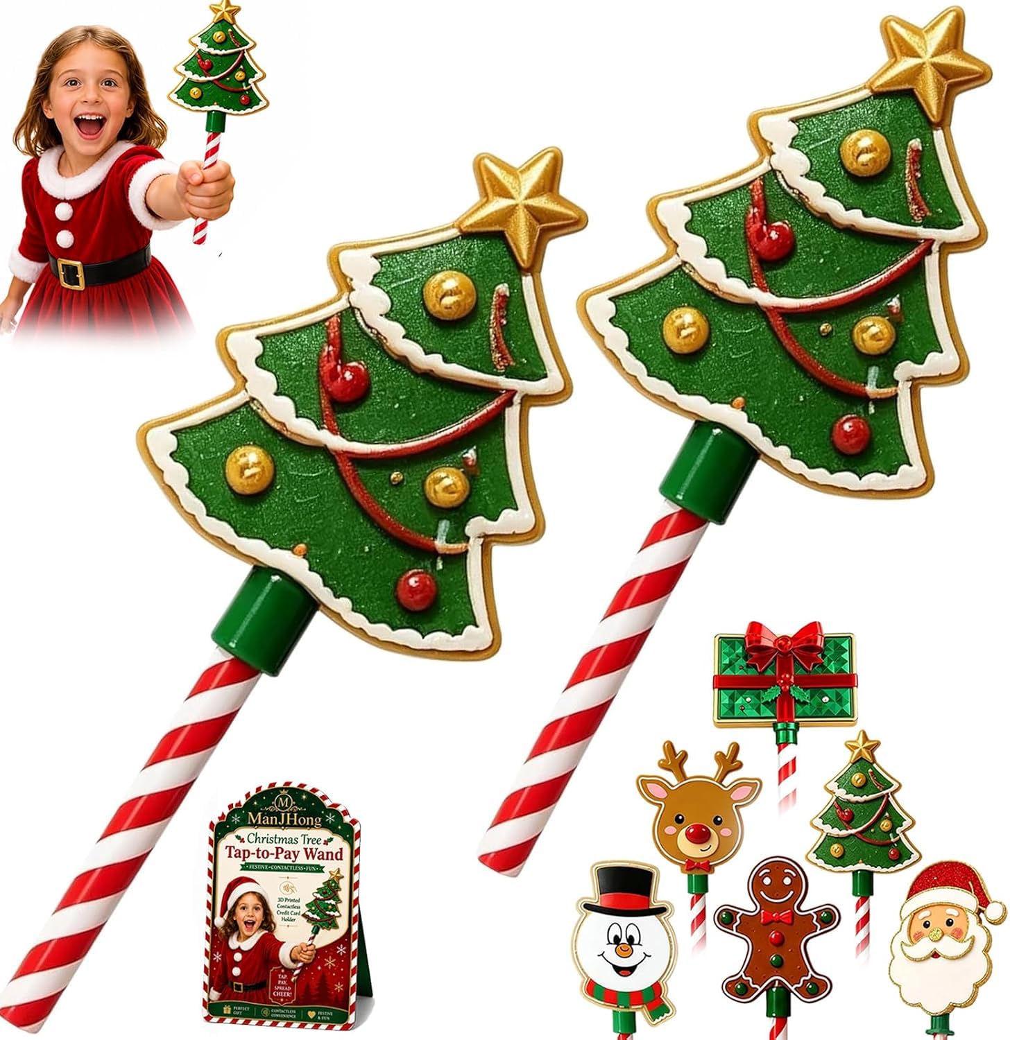 DualBlades Christmas Tree Credit Card Wand Tap to Pay Magic Wand Credit Card Holder (2PCS-A)