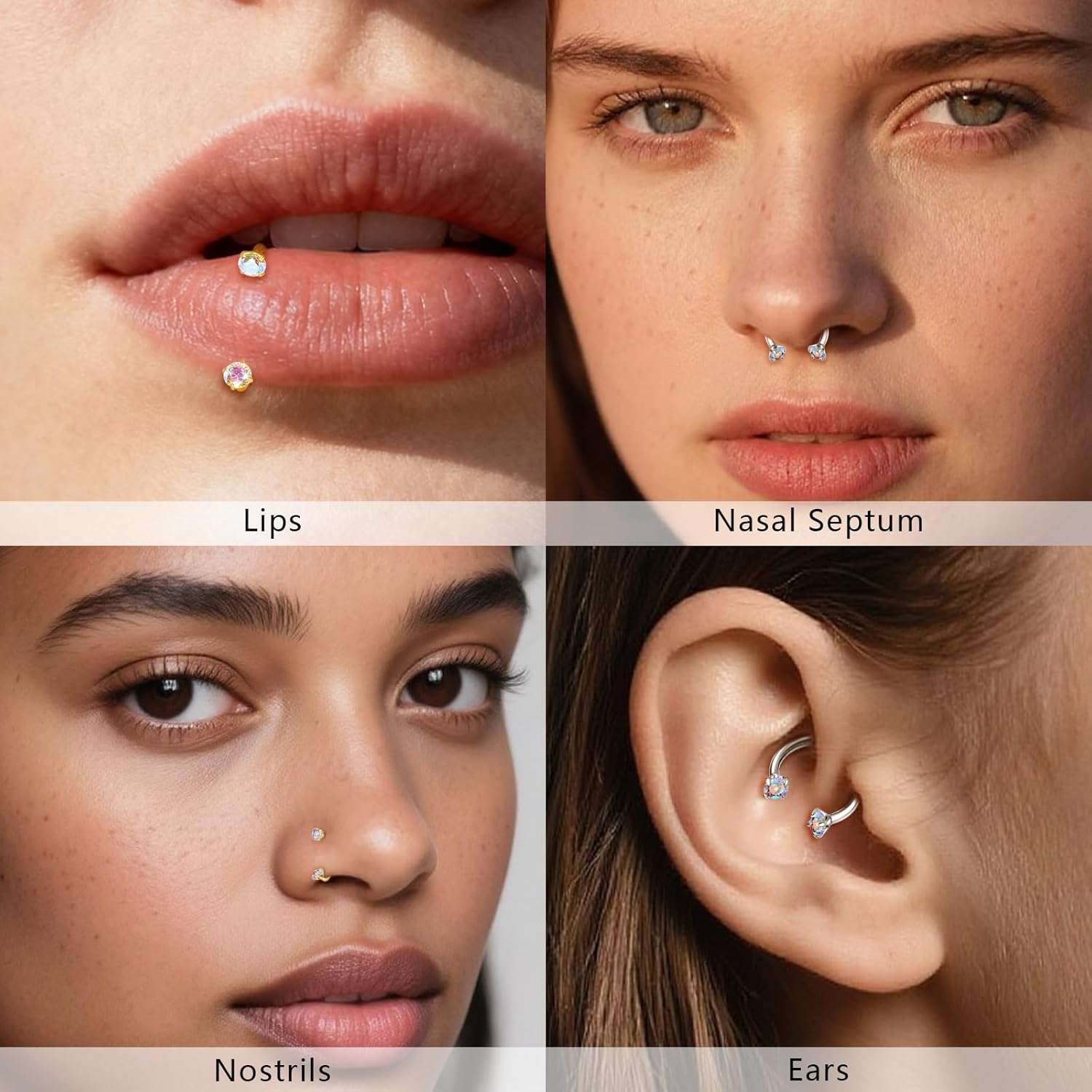 limerencia Horseshoe Nose Rings - 18G Titanium Cubic Zirconia Nose Ring,Half Hoop for Women Men, Septum Lip Rings Cartilage Helix Tragus Daith Earrings, Piercing Jewelry - Image 4