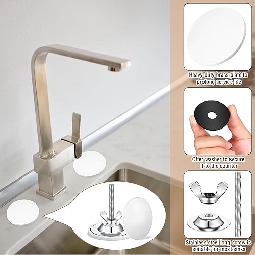 Vista 47 de LEIFIDE Grifo de acero inoxidable para fregadero de cocina de 2 pulgadas, tapa de tapón de placa de orificio para fregadero de cocina (negro mate)