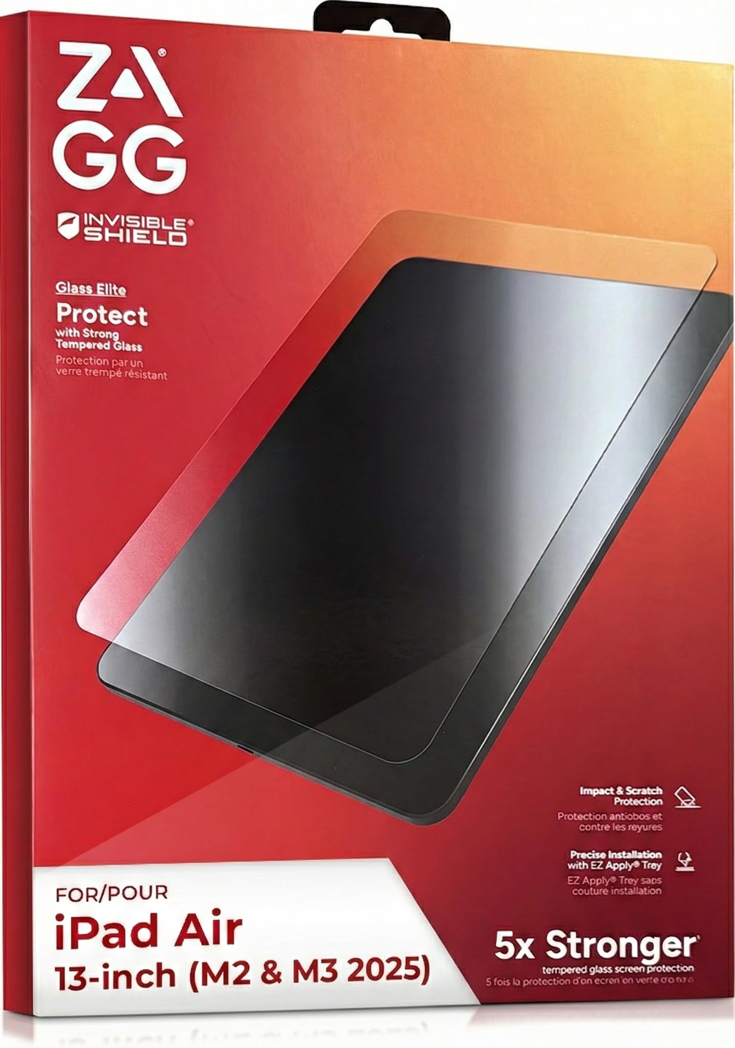 Photo 1 of ZAGG Glass Elite Screen Protector for iPad Air 13 Inch M3/M2 (2025/2024) – 5X Stronger Tempered Glass, Scratch & Shatter Protection, Smudge-Resistant, Easy Install, Case Friendly