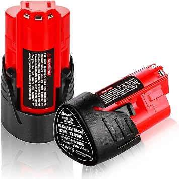 2 Pack 12V 3.5Ah Battery Replacement for Milwaukee 12V Battery 48-11-2401 48-11-2402 48-11-2411 48-11-2412 48-11-2440, Compatible with Milwaukee 12V Power Tools/Heated Jacket