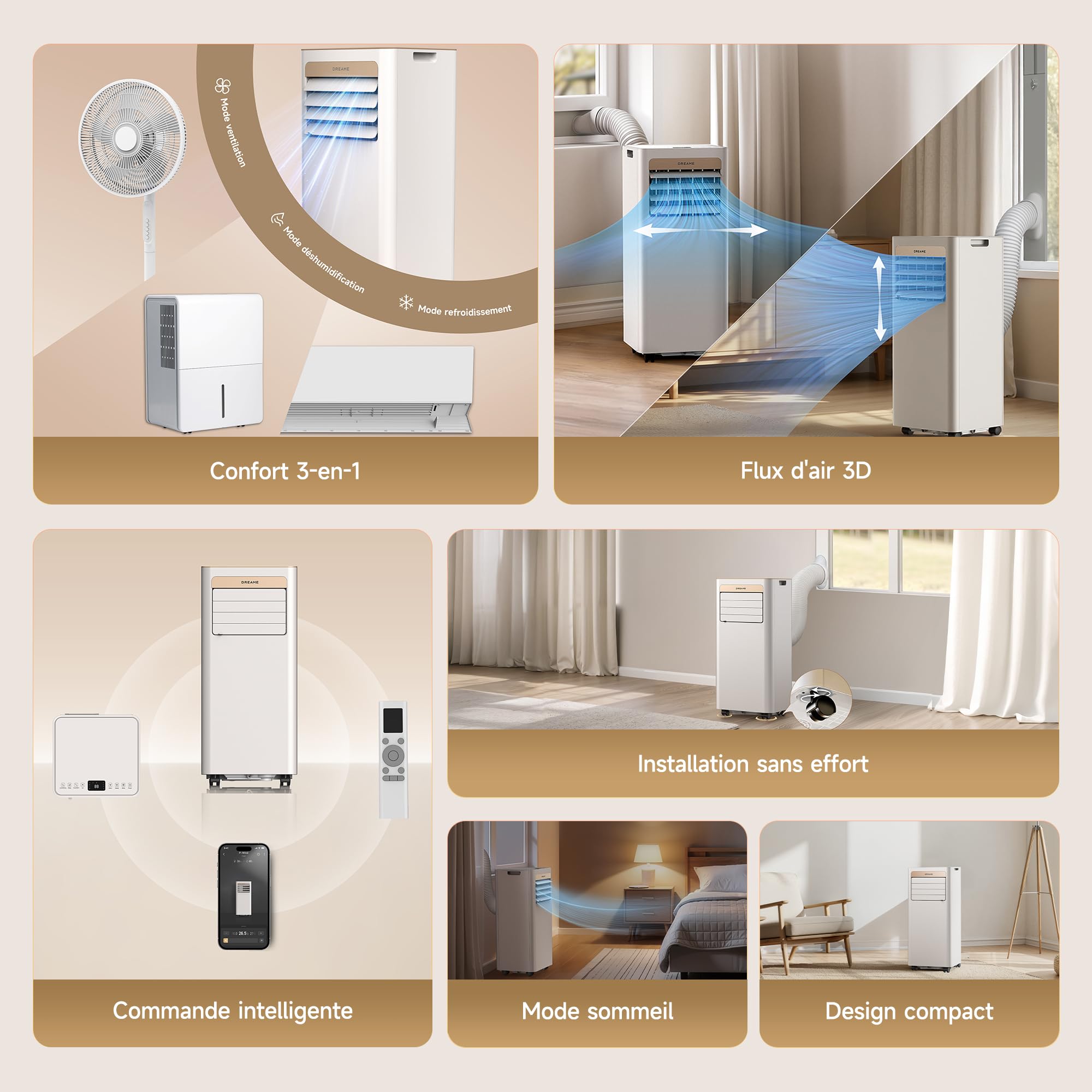 DREAME P-Wind10 Climatiseur mobile 3-en-1 9000 BTU