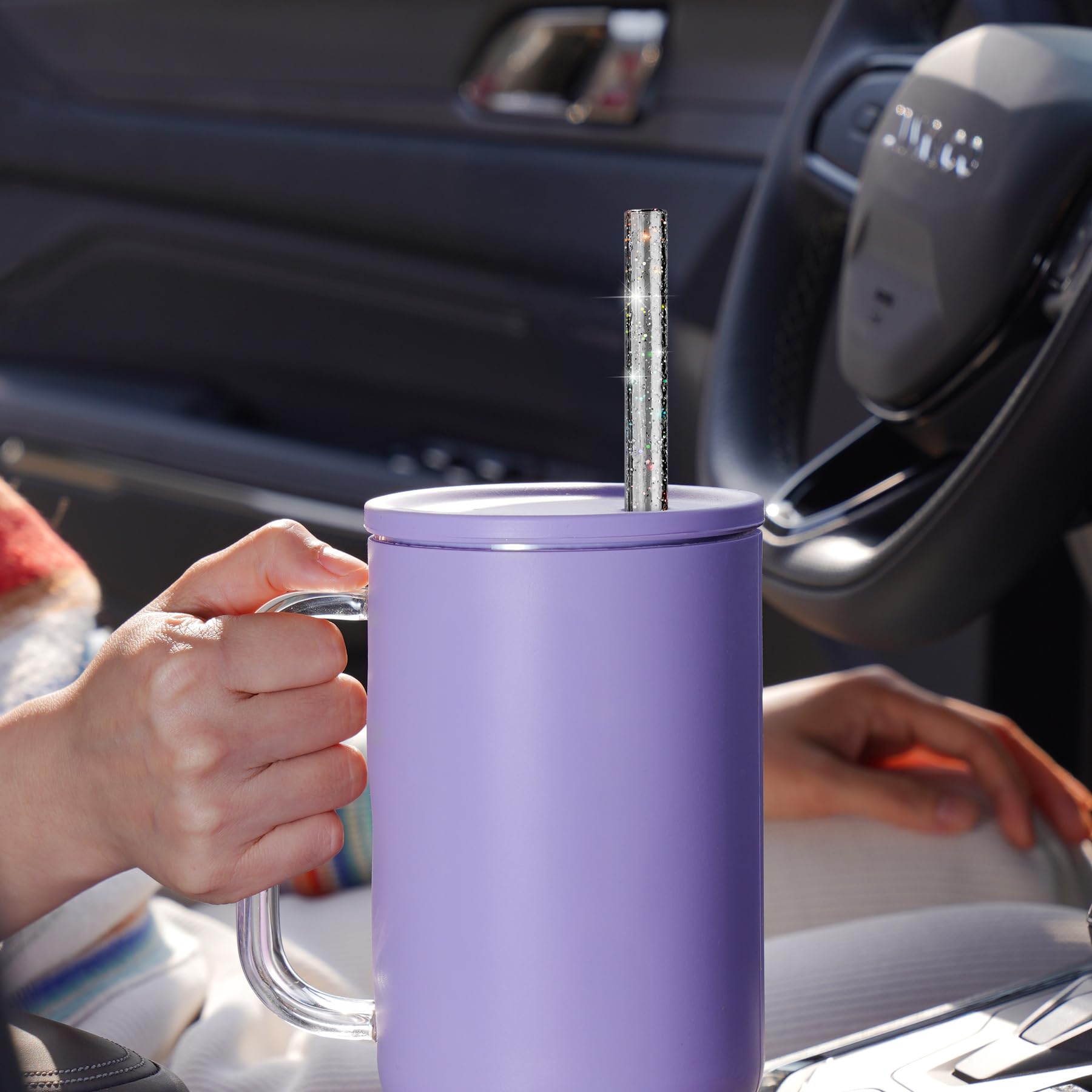 NiHome 12-Pack Glitter Replacement Straws for Stanley Tumbler 40OZ & 2 Cleaning Brushes Set - Image 4
