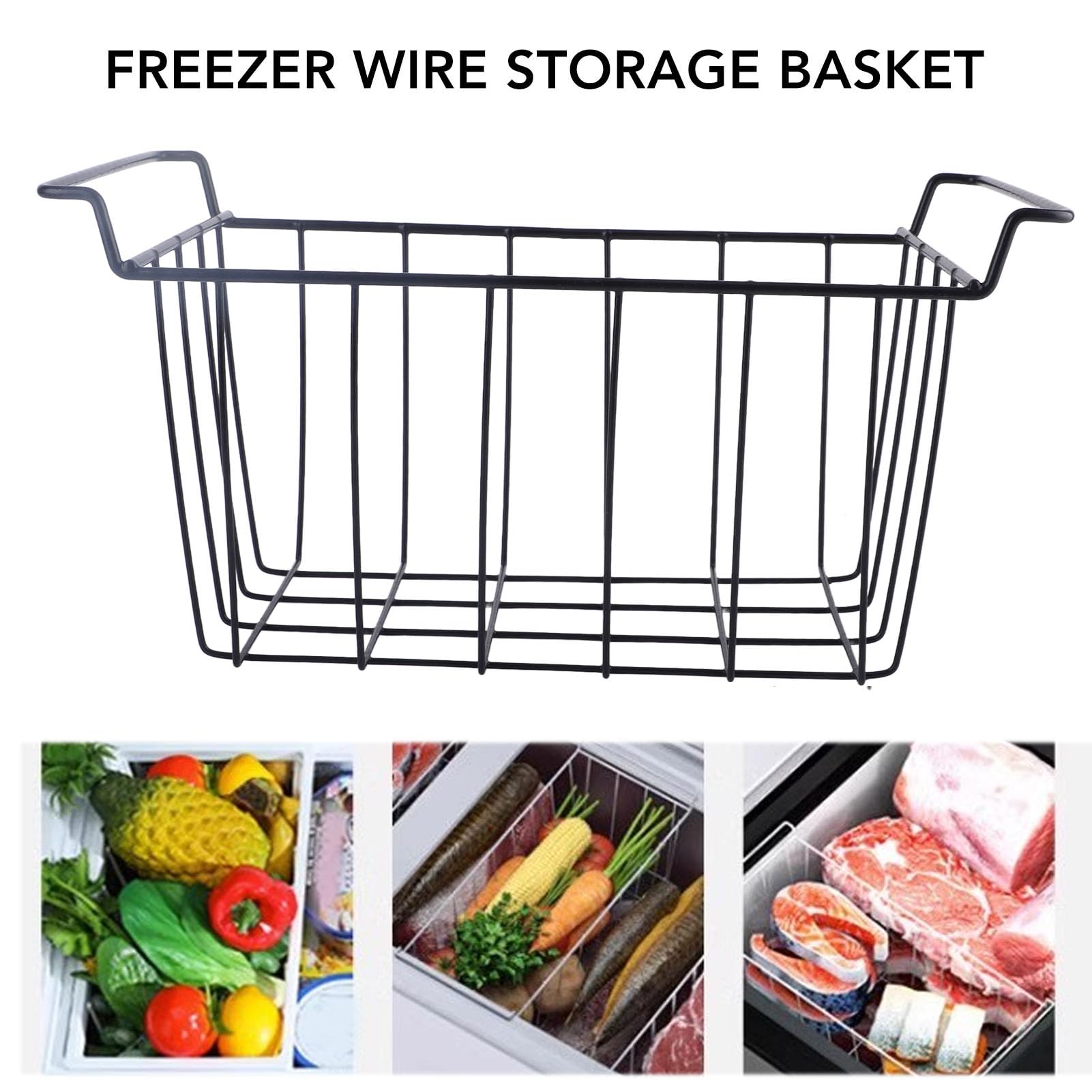Cestelli per congelatore per congelatore a pozzetto, Contenitori per congelatore, Confezione da 2 cestelli per congelatore a pozzetto regolabili da appendere cestelli (39*20*20 cm)