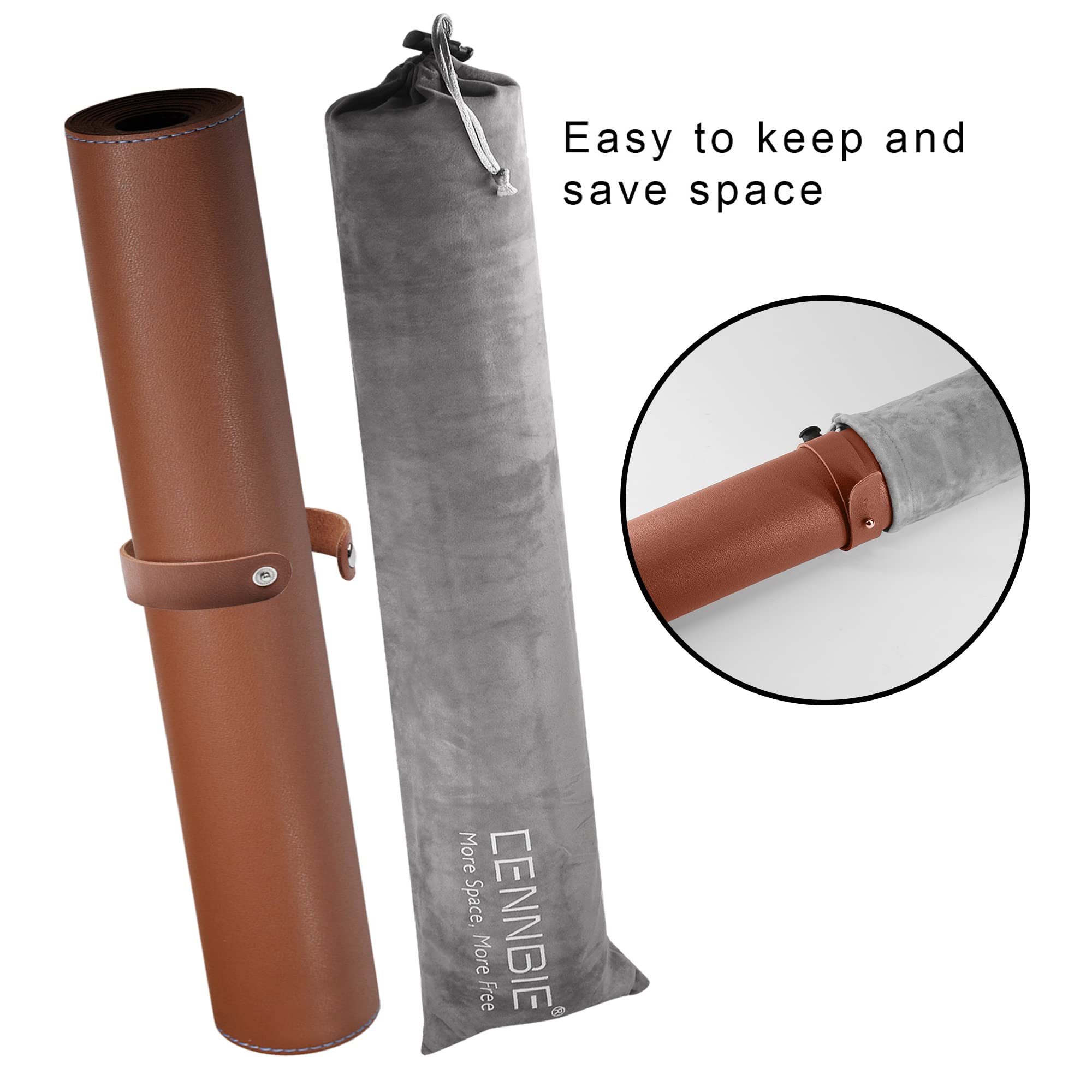 CENNBIE Leather Desk Mat,63" x 15.7" Extra Large Desk Pad Blotter Protector, Extended Non-Slip Mouse Pad, Waterproof PU Leather Desk Mat on top of desks Large for Office and Home (Brown)