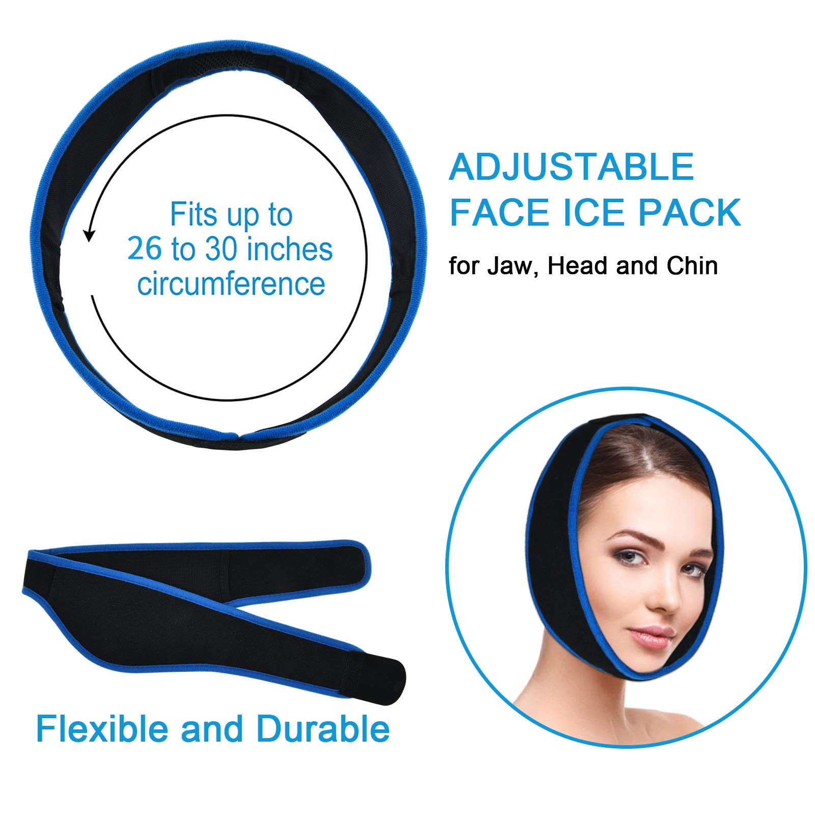 Wisdom Teeth Ice Pack, Face Ice Pack for Jaw, 4 Gel Packs & 2 Round Gel