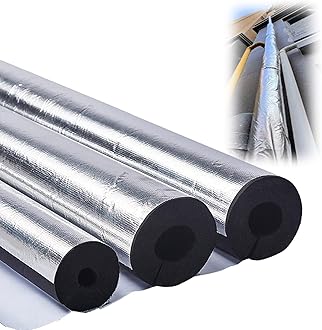 Outdoor Foam pipe insulation tubing, for On air conditioning lines on Heat Pump, Insulated tubes prevent heat loss, ID 22mm (7/8")-165mm (6-1/2") aluminum foil Foam Tubing(22mm(ID) x20mm)