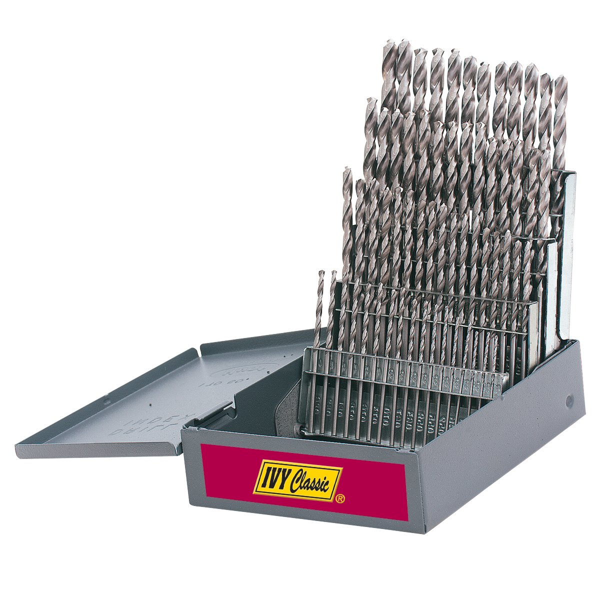 Ivy Classic 01581 Juego de calibre de alambre acero de alta velocidad juego de brocas, M2, 135º Split punto, carcasa de metal resistente