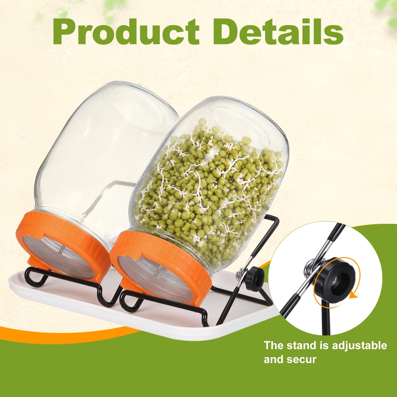 QUARKZMAN 1000ML Sprossenglas Set Orange 2 Set Für Die Keimung von Pflanzen