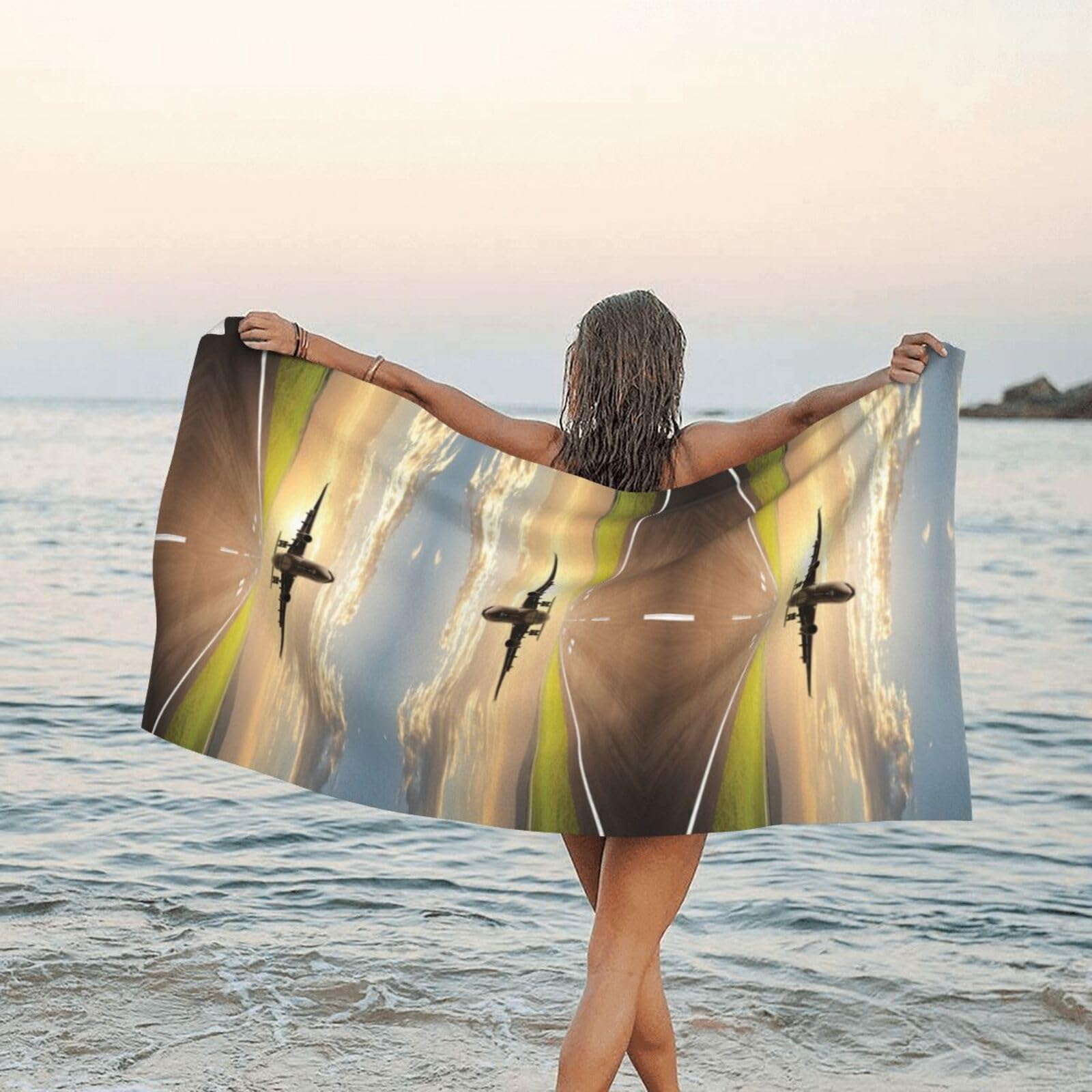 LSRCPD Airplane Microfibre Towel Bath Towel Beach Towel,Print Soft Warm Absorbent Personalised Towel Quick Dry