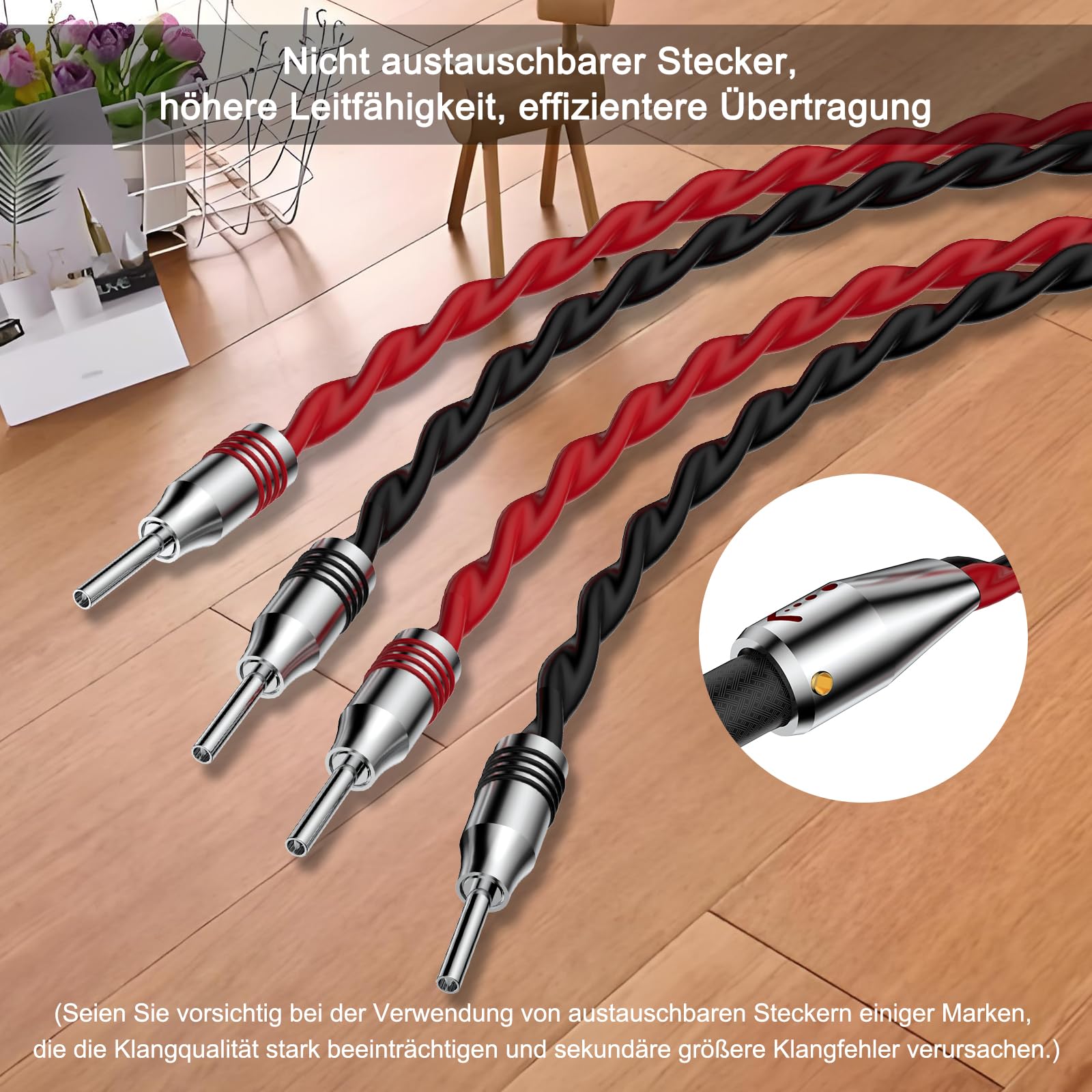 High-End Lautspecherkabel, A Paar Lautsprecherkabel Flexibles Kabel Versilberte Banane Speaker Cable Lautsprecher Kabel mit hochwertigen Bananensteckern für High End Lautsprechersystem (2.5m)