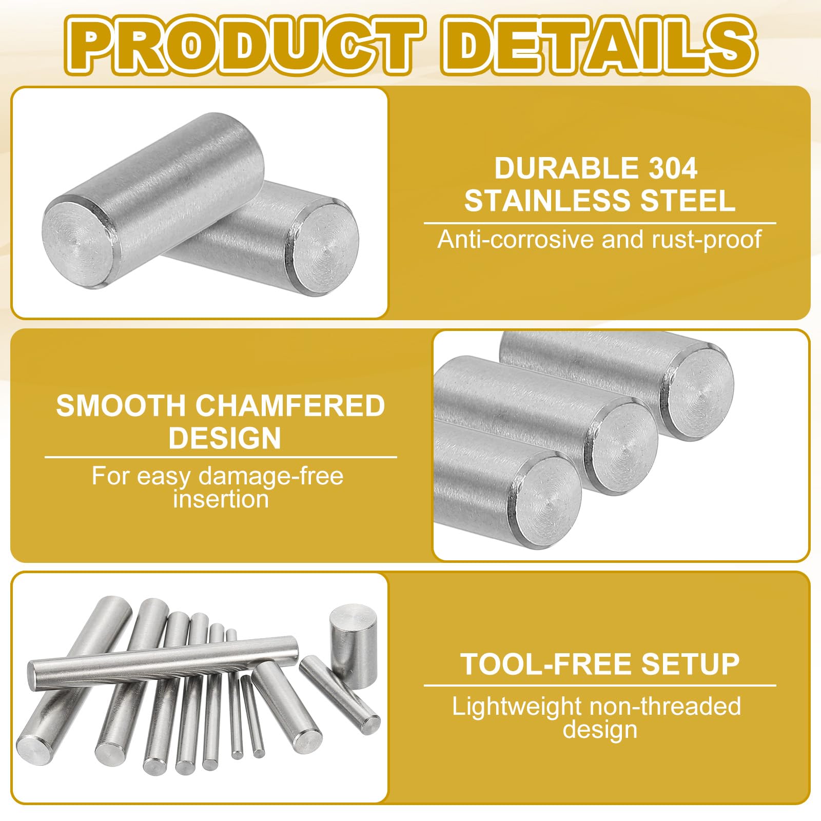 PATIKIL 8mm x 20mm Dowel Pin Stainless Steel - Image 3