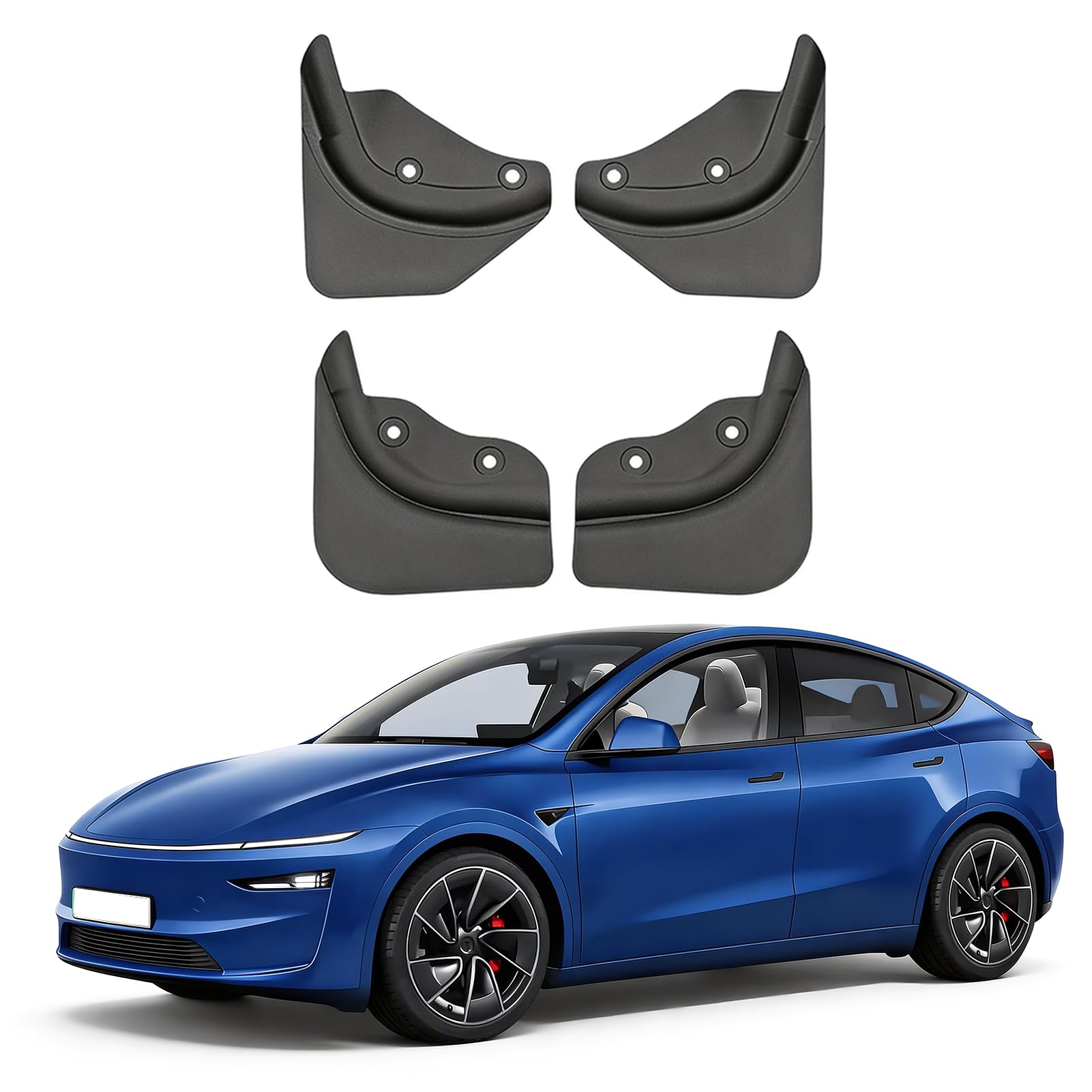 TTCR-II 4PCS Compatible con Faldillas Antibarro Tesla Model Y Juniper 2025+ | 4 Protectores de Barro Juniper 2025 2026+, Accesorios Exteriores Model Y Guardabarros Sin Taladrar MY Tesla Accesorios