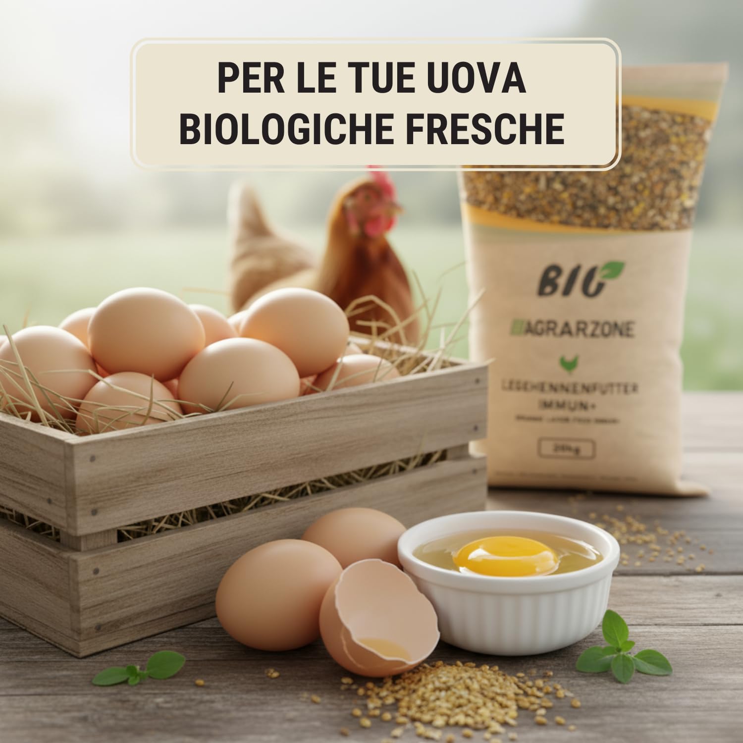 Agrarzone BIO Mangime per Galline Ovaiole Immun+ 20 kg - Protezione Naturale Acari & Parassiti - Sistema Immunitario Forte - Premium Austria Senza OGM