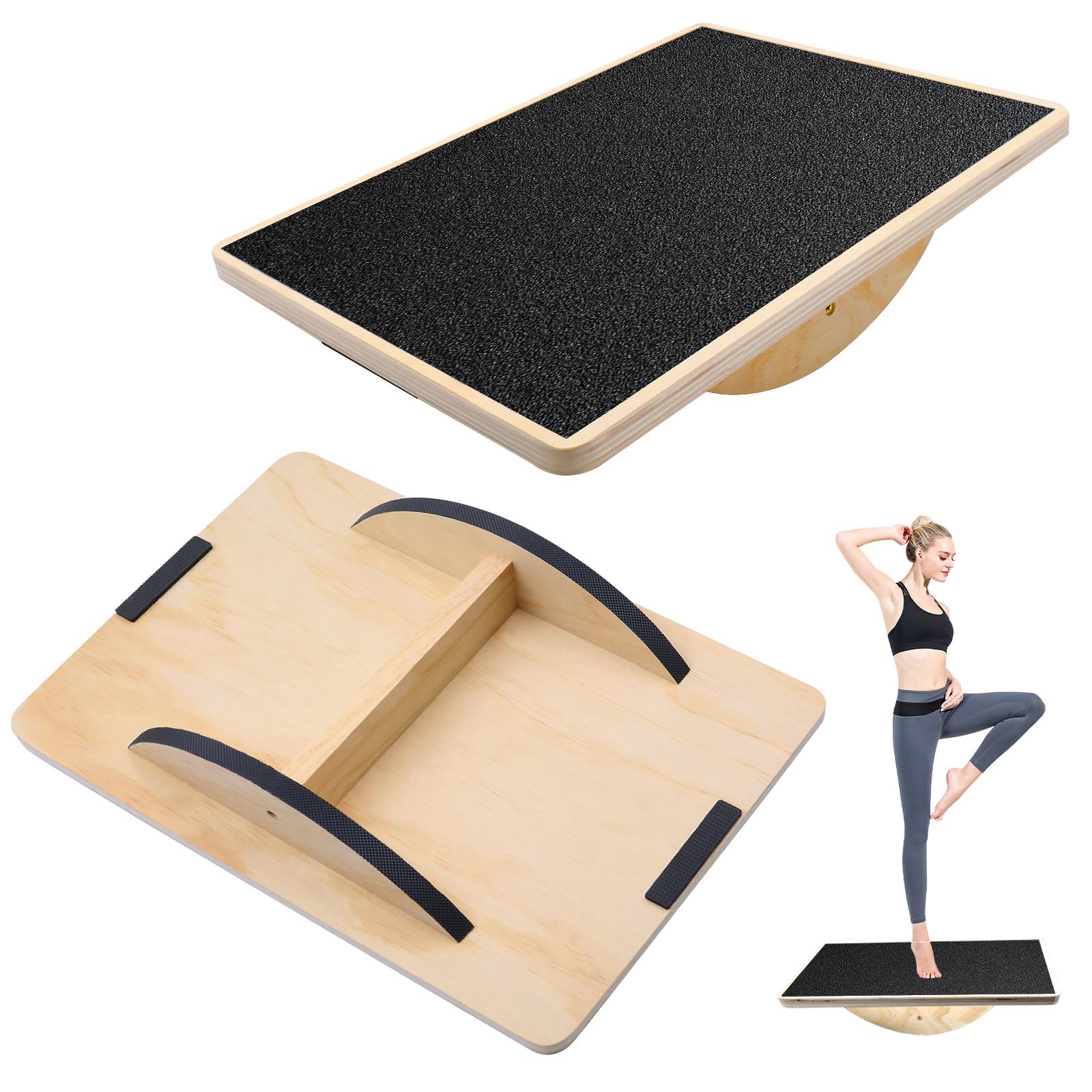 Balance Board, Holz Gleichgewichtsboard Rutschfest Wackelbrett Erwachsene Training Wackelbrett Physiotherapie für das Gleichgewicht Dehnung der Beinmuskulatur