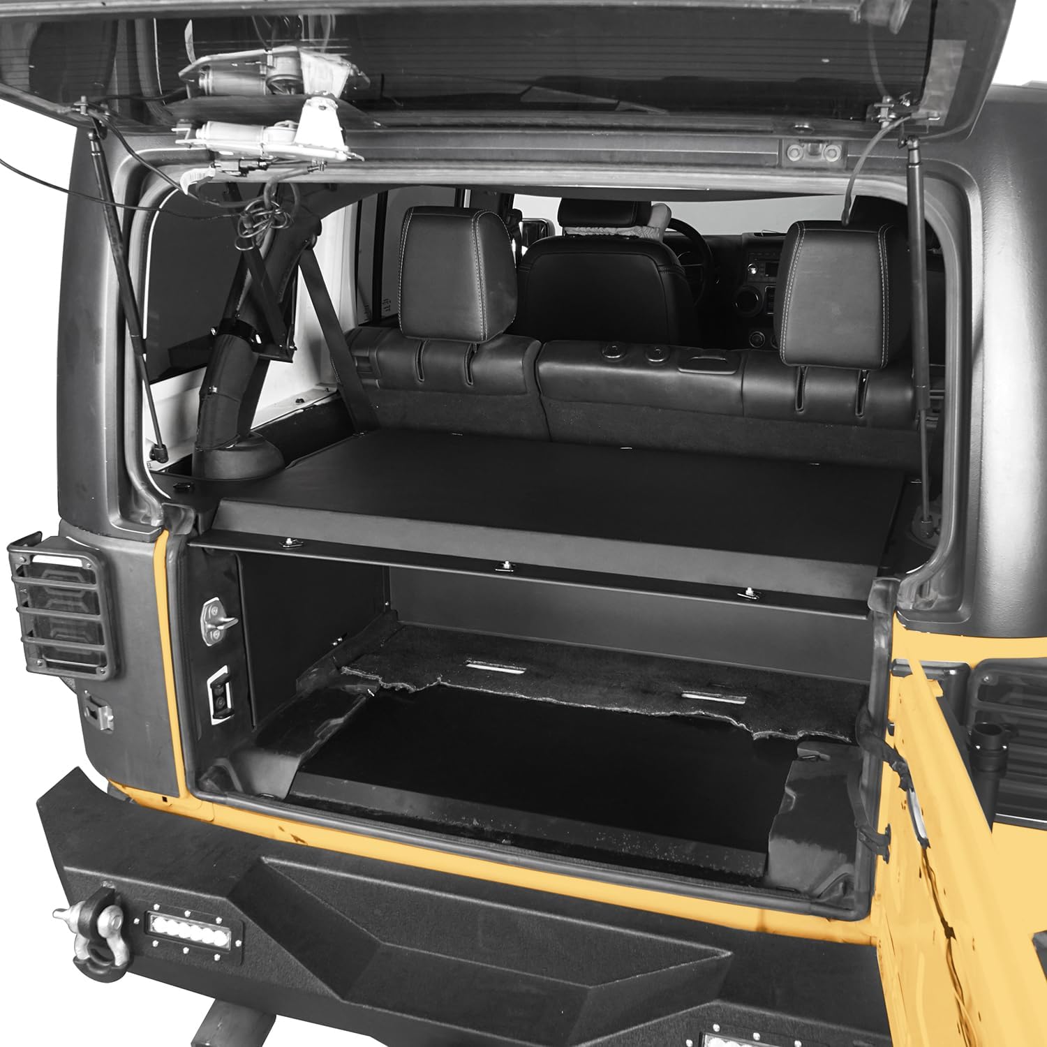 Hooke Road Wrangler JK Security Deck Enclosure Compatible with Jeep Wrangler JK 2015-2018 4-Door Unlimited, Cargo Rack Cover Organizer, Tailgate Tonneau Luggage Storage Rack