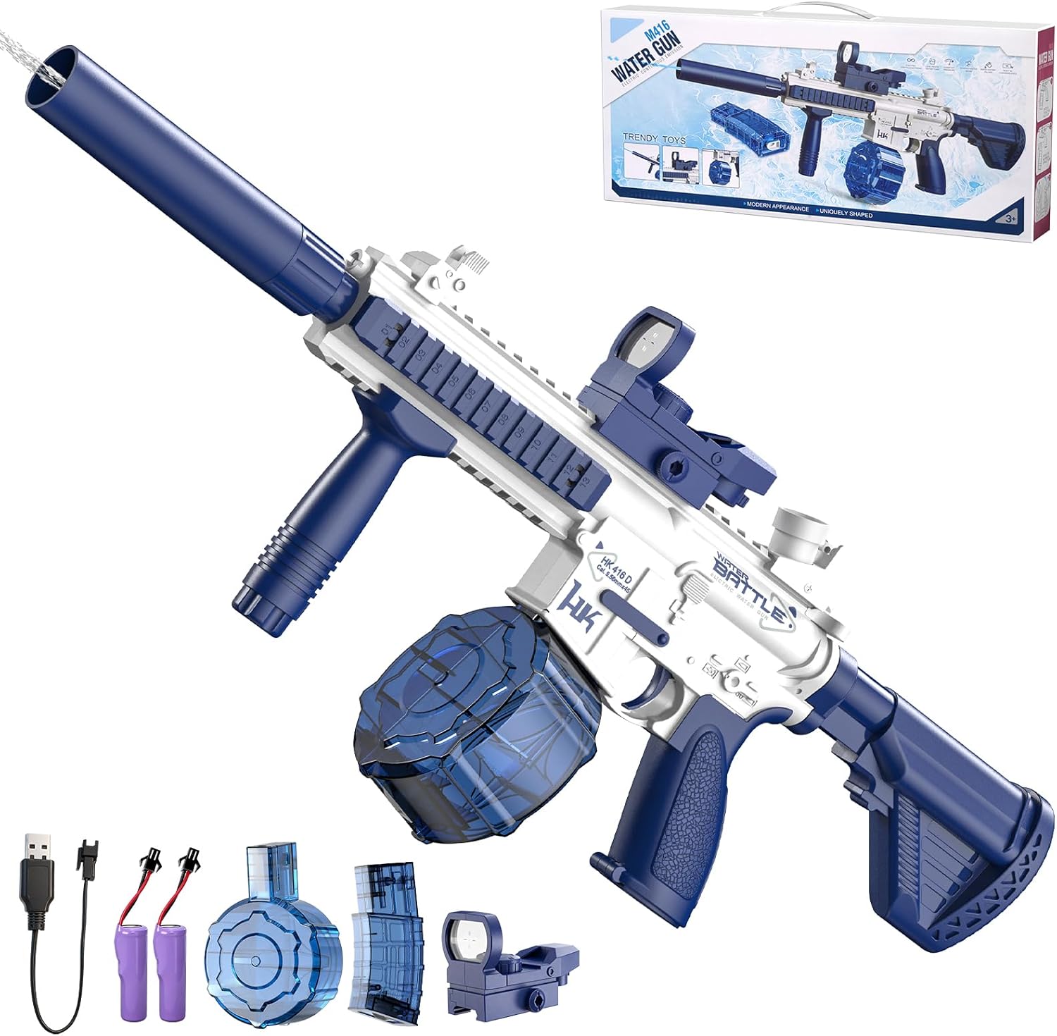 Electric Water Gun,Water Gun Toy,Squirt Gun Water Blaster up to 32 FT Long Range,Outdoor Pool Party Shooting Game Toy with 2 Batteries and 2 Water Tanks,Ideal Summer Watergun Gift for Kids & Adults.