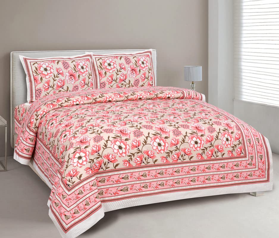 Texstylers Pure Cotton 82x94 Inches Queen Size Jaipuri Print Bedsheet with 2 Pillow Covers,Soft Feel_09 (B0B6CKPXNW) Amazon Price History, Amazon Price Tracker