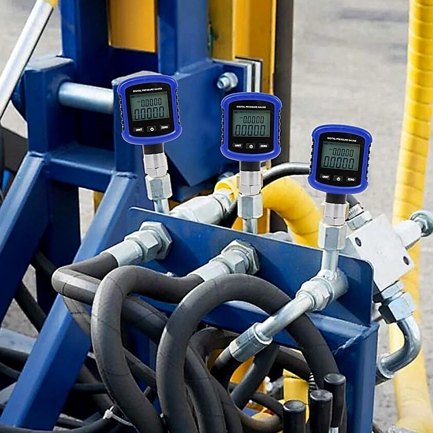 SINOCMP S281 High Precision Digital Hydraulic Pressure Gauge, 10000PSI 60Mpa 0.2% FS Accuracy Air Manometer, Mobile Phone Connection with Bluetooth, 1/4" Inch NPT Thread 330° Rotation for Industrial