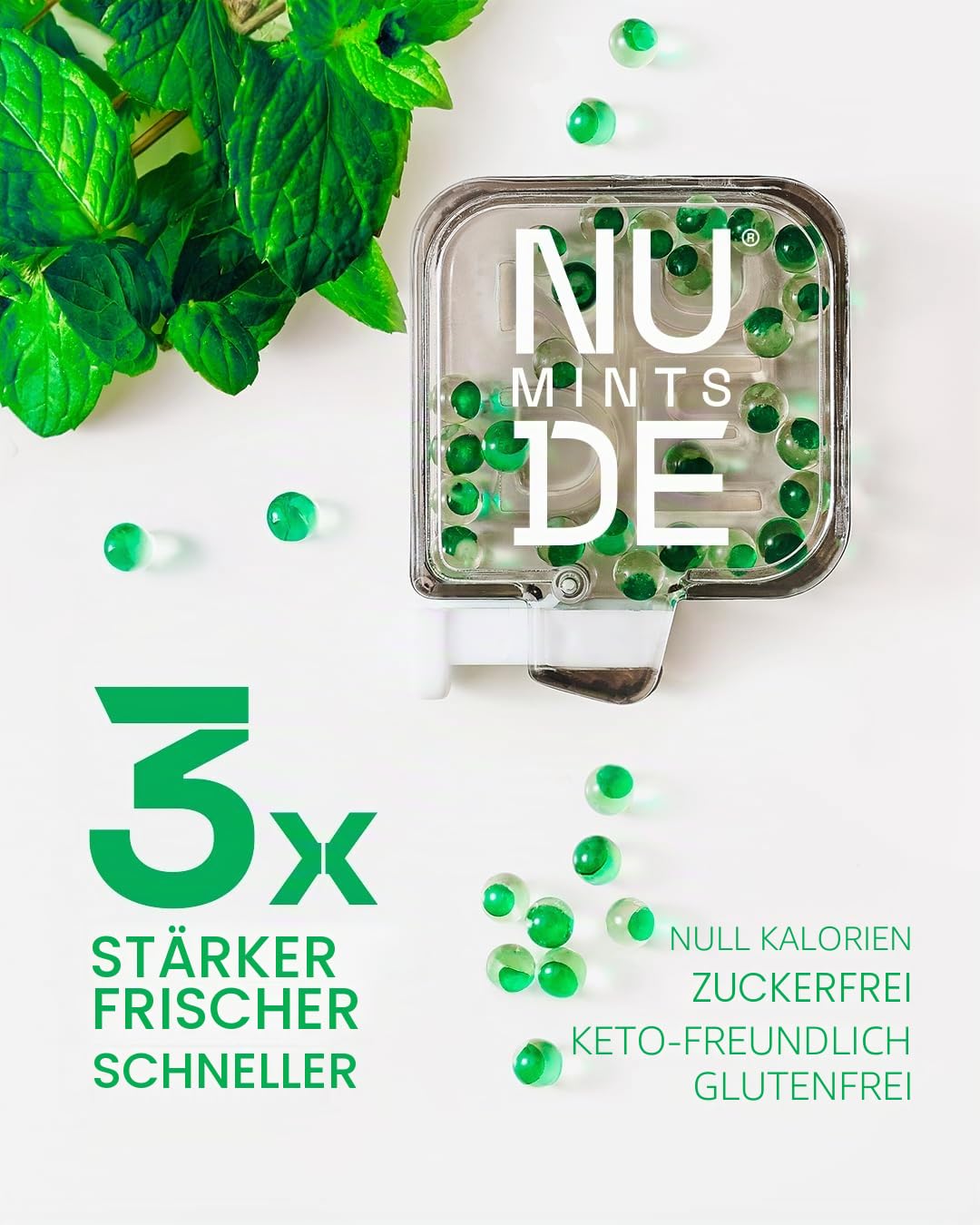 NUDE MINTS | Dual Action Flüssigkapseln | Mundbewässerung Minze – hält 3 x länger – 3 x stärker – extreme Mundgeruch Behandlung für Erwachsene – zuckerfrei, 0 Kalorien – Vielfalt – 10 Stück – 300