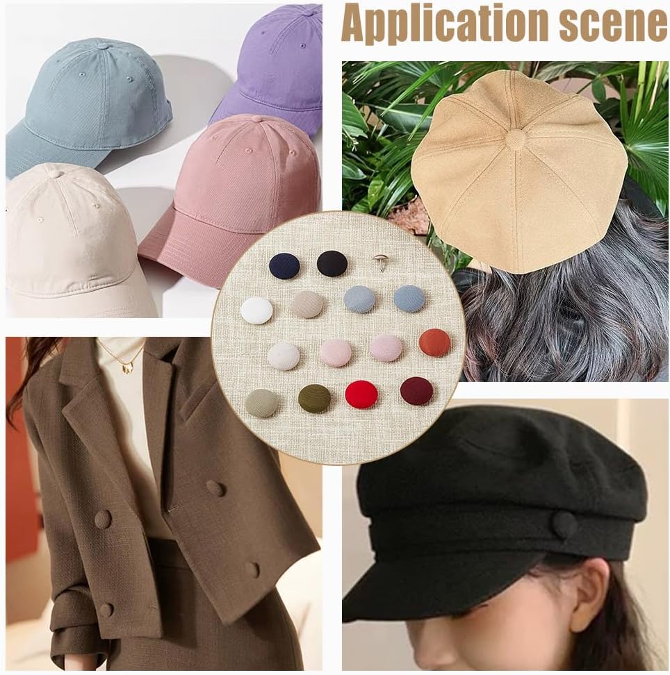 AHANDMAKER 28 Sets Baseball Cap Button Top Replacement Hat Buttons, 14 Colors 0.68Inch/17.3mm Cloth Covered Hat Buttons, Hat Snap Button for Replacement Repair Jeans Blouse Handbags Sewing Supplies