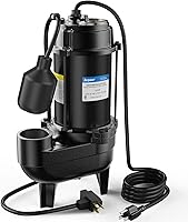 Vista 11 de Acquaer 3/4HP Bomba sumergible de efluentes de aguas residuales, hierro fundido, interruptor de flotador automático amarrado de 115V 6400 GPH, bomba