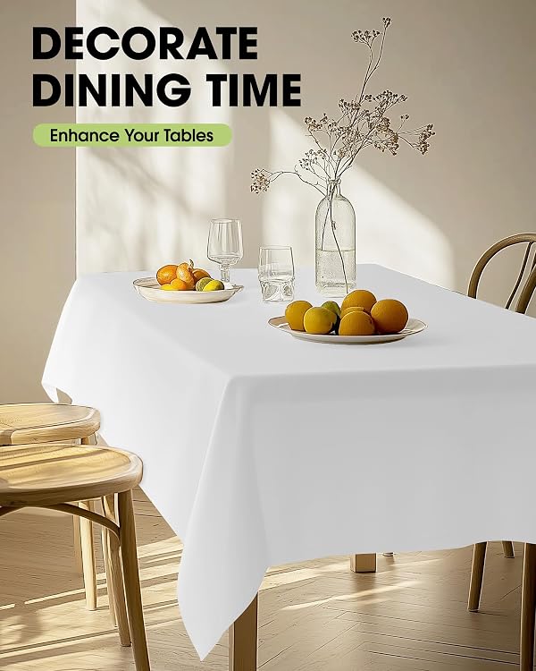 Pureegg Rectangle Table Cloth 60" x 102" – Durable Polyester Tablecloth Offers Reusable & Washable Protection, Ideal for Outdoor Party, Picnic, Wedding, Banquet and Birthday, 2 Pack, White by Pureegg - Image 4