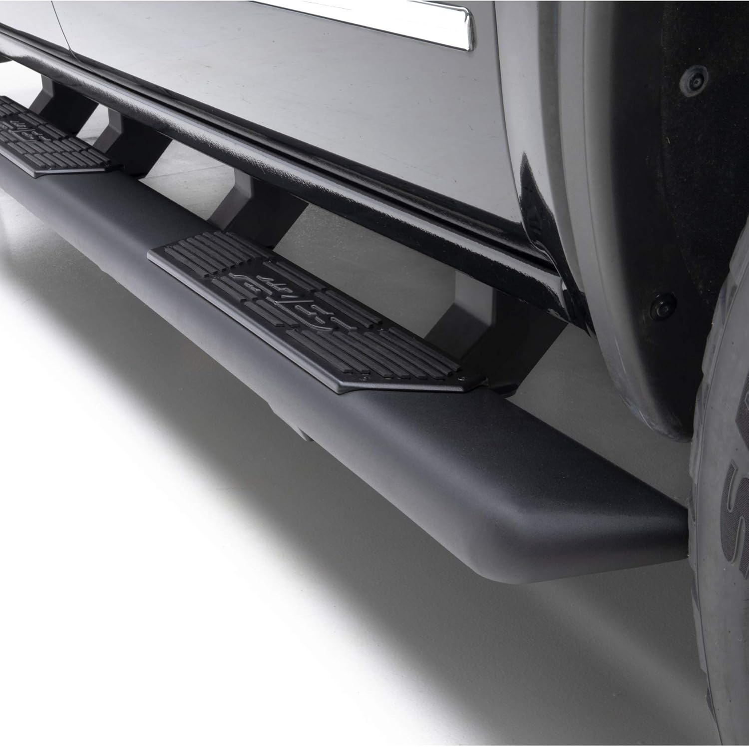 ARIES 2558046 AscentStep Black Steel 5-1/2 x 91-Inch Truck Running Boards, Select Chevrolet Silverado, GMC Sierra 2500, 3500 HD