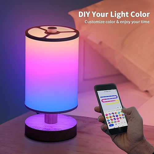 Miniatura 5 de chiphy Lámpara de mesa inteligente, lámpara que cambia de color, lámpara Alexa con control de voz, lámpara RGB táctil, lámpara de mesa pequeña para