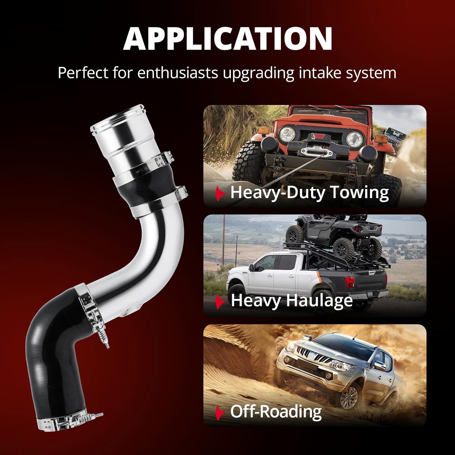 EVIL ENERGY Intercooler Piping Compatible with 2011-2016 Ford F250 F350 F450 6.7L PowerStroke V8 Diesel, Aluminum Intercooler Pipe Kit Cold Side, Silver