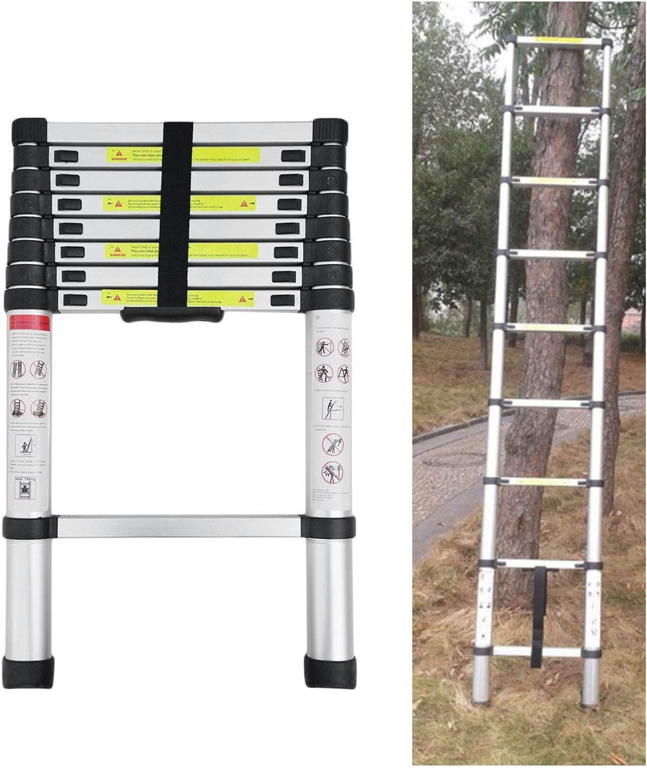 Multi-Purpose Folding Extendable Telescopic Ladders Stainless Steel Extension Loft Ladders Lightweight Portable Step Ladder for Indoor Outdoor Use EN131 Certified