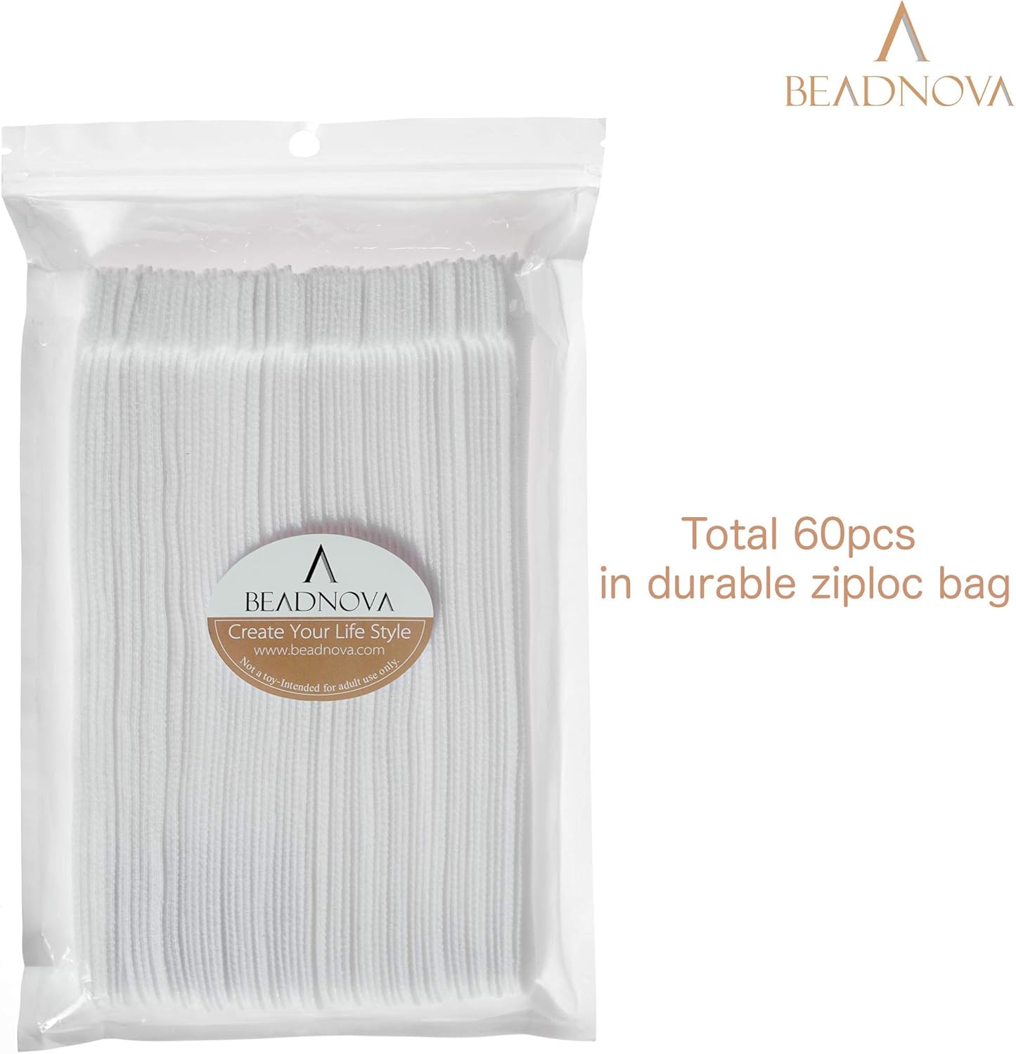 BEADNOVA Adjustable Cable Straps Cable Ties Adjustable Cord Wire Organizer for Cord Management (8 Inches, 60 Pieces, White)