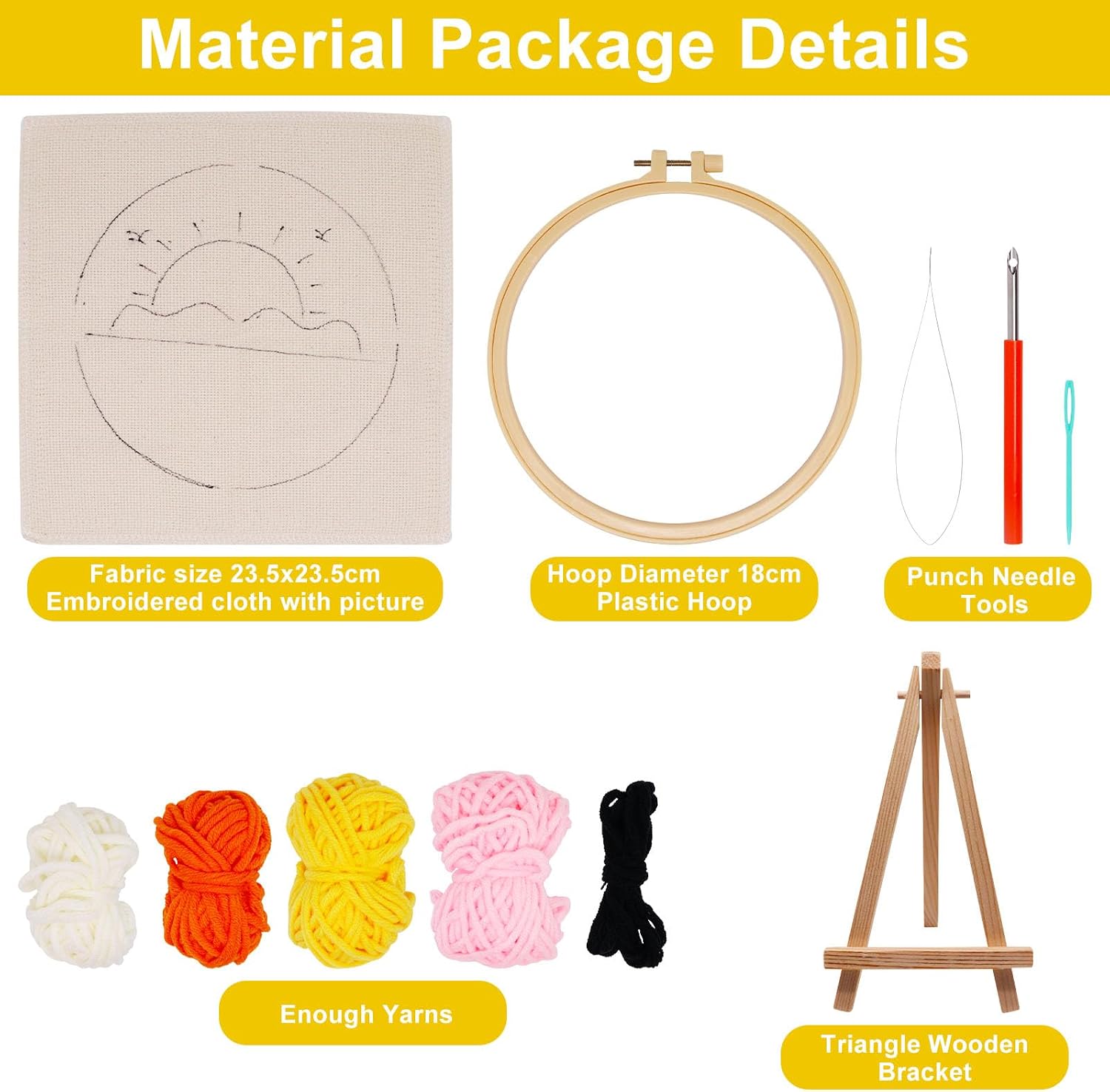 SWZHAI Punch Needle Kits Adults Beginner Sunset with 7in Hoop Embroidery Punch Needle Kit Starter Craft Set, Ideal for All Ages, Perfect Festival Decoration and Gift