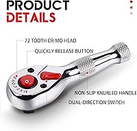 Vista 2 de Juego de carracas 3 piezas - carraca de 1/4 de pulgada, carraca de 3/8 de pulgada, carraca de 1/2 de pulgada, juego de carraca - juego de llaves