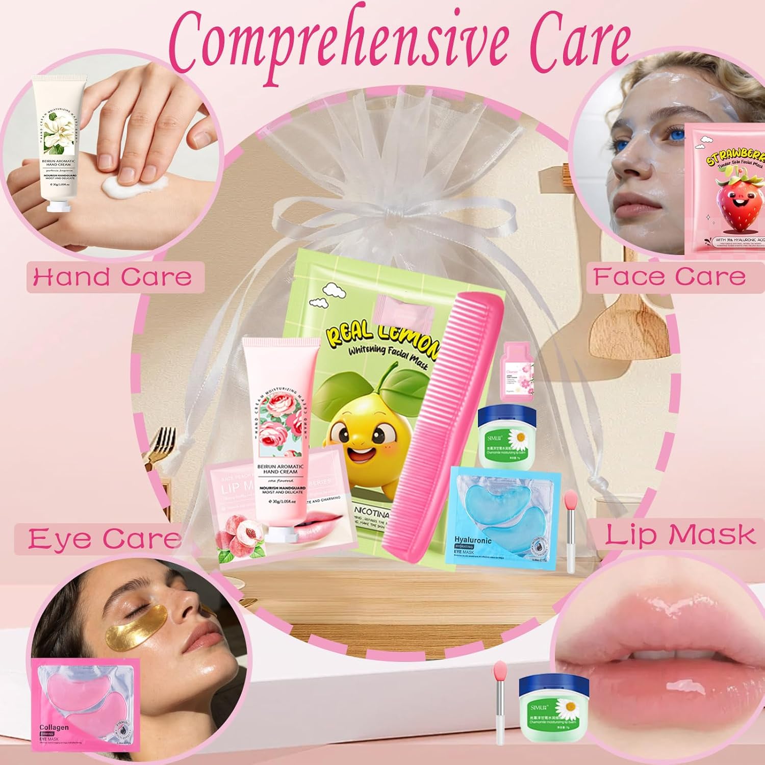 144 PCS Spa Party Supplies for Women, Spa Party Favors Include Face Masks Skincare,Hand Cream,Lip Mask,Comb and Foot Bath Bombs,Spa Birthday Sleepover Party Supplies for Women