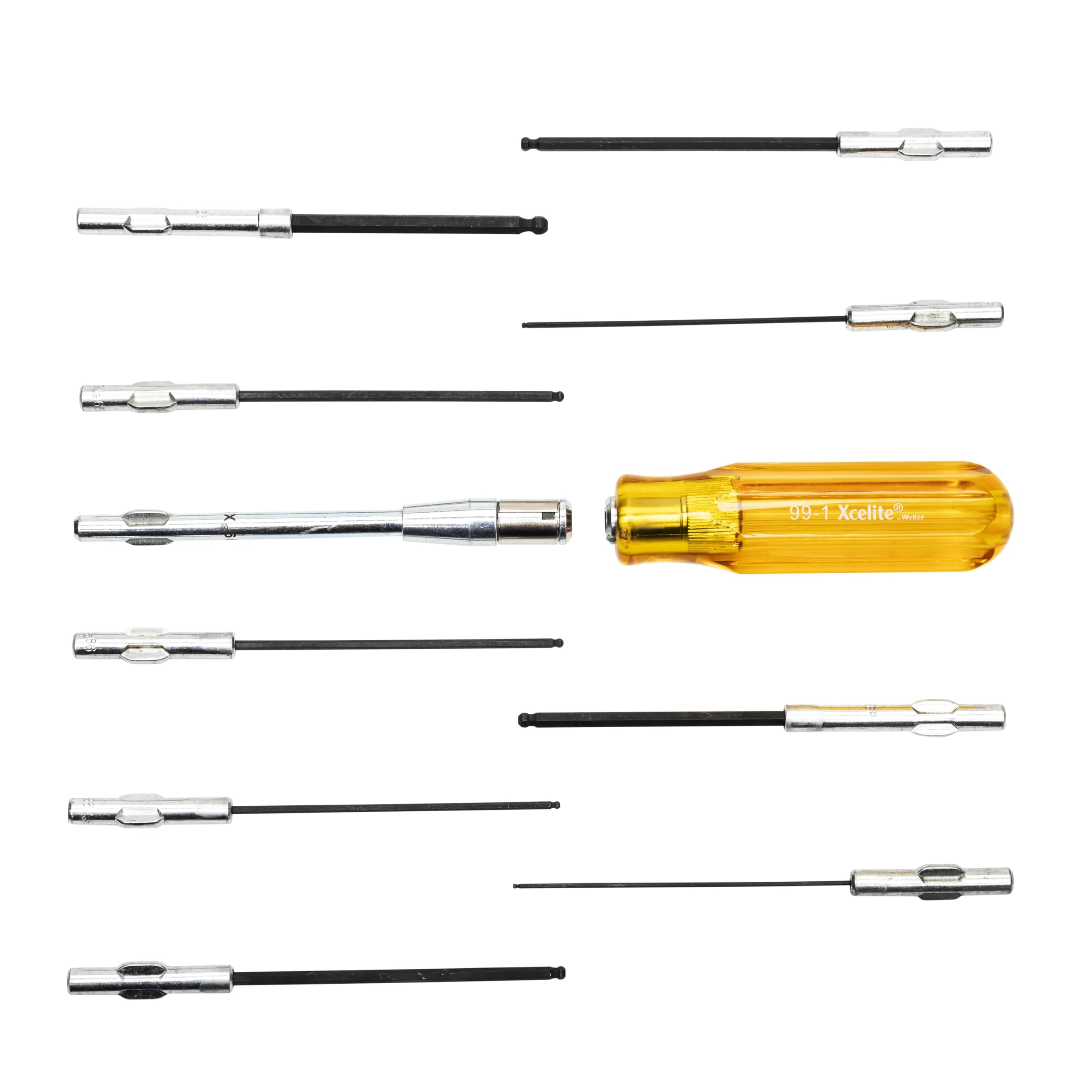 Weller Xcelite 99PS40BPN Set chiavi esagonali Allen® a testa sferica da 11 pezzi – misure in pollici, serie 99®, con impugnatura ed estensione