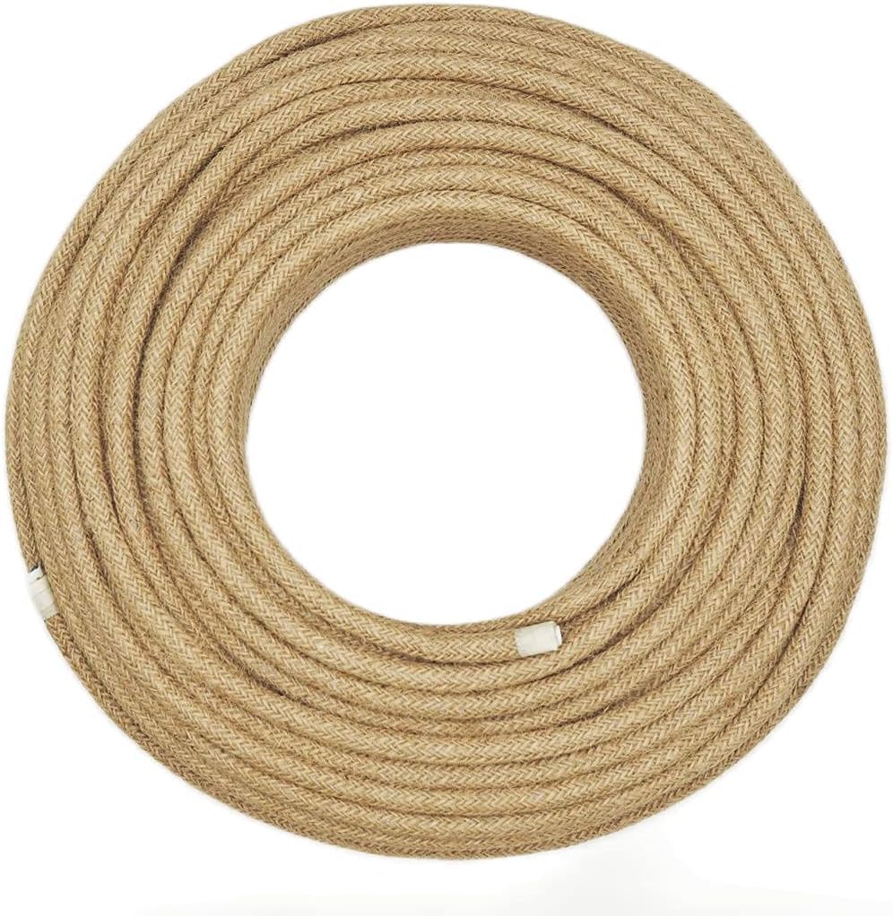 DC VOLTAGE 2 Core Round Cable LED Lighting Rope Electrical Wire, Plug in Cord Hemp Rope Cable Textile Hemp Electric Wires Braided Lamp Cord for Pendat Light DIY Projects (10 Meter 2 Core Round)