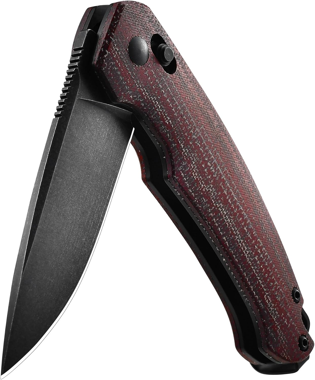 Cohesion Pocket Knives & Folding Knives - D2 Steel Blade Micarta Handle Reversible Pocket Clip, EDC Knife for Camping