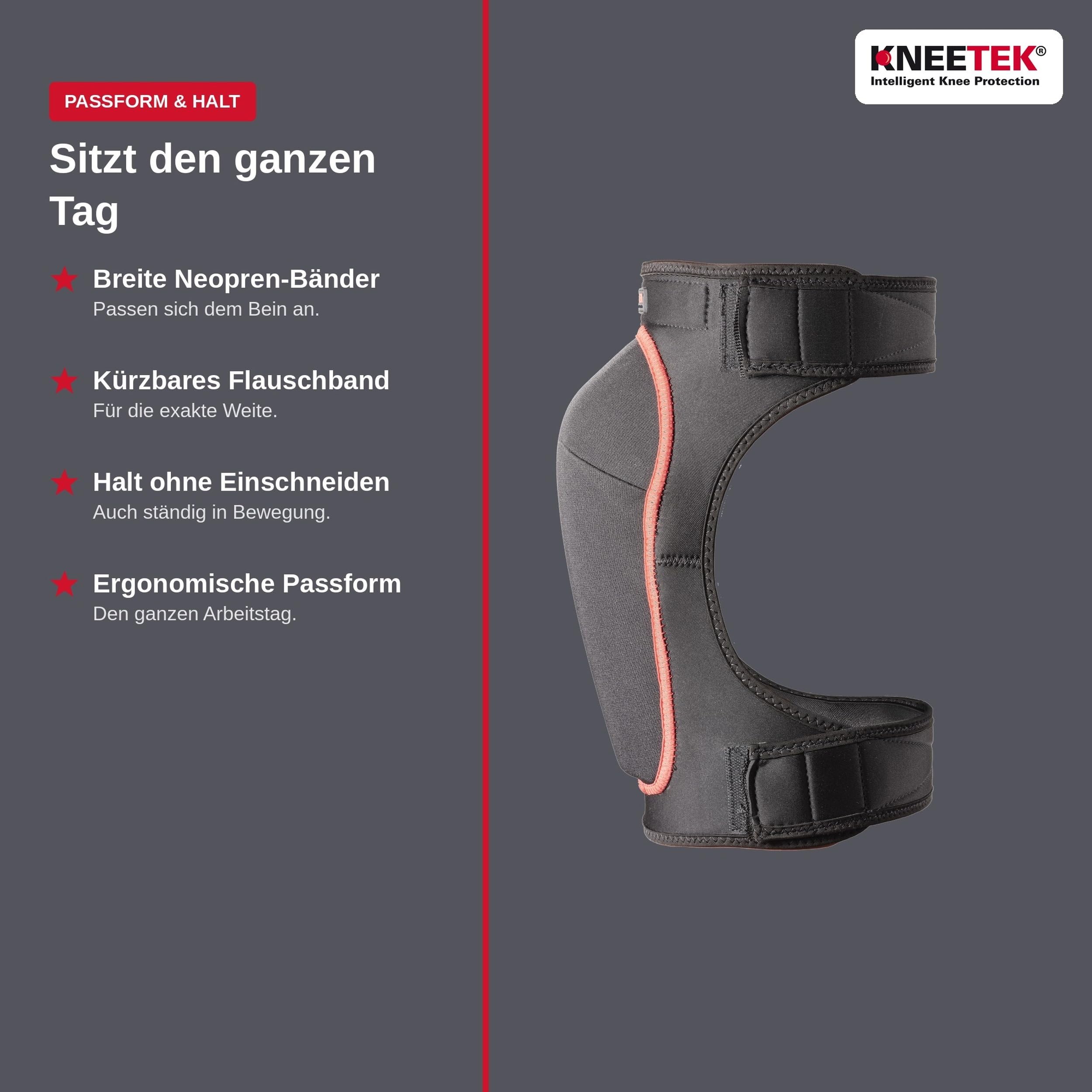 Kneetek WaveTek - Knieschoner für Parkett-, Fliesen- und Teppichleger | Mit ergonomisch vorgeformtem 3-D WavePad, abriebfest, rutschsicher, geprüft nach EN 14404, 1 Paar