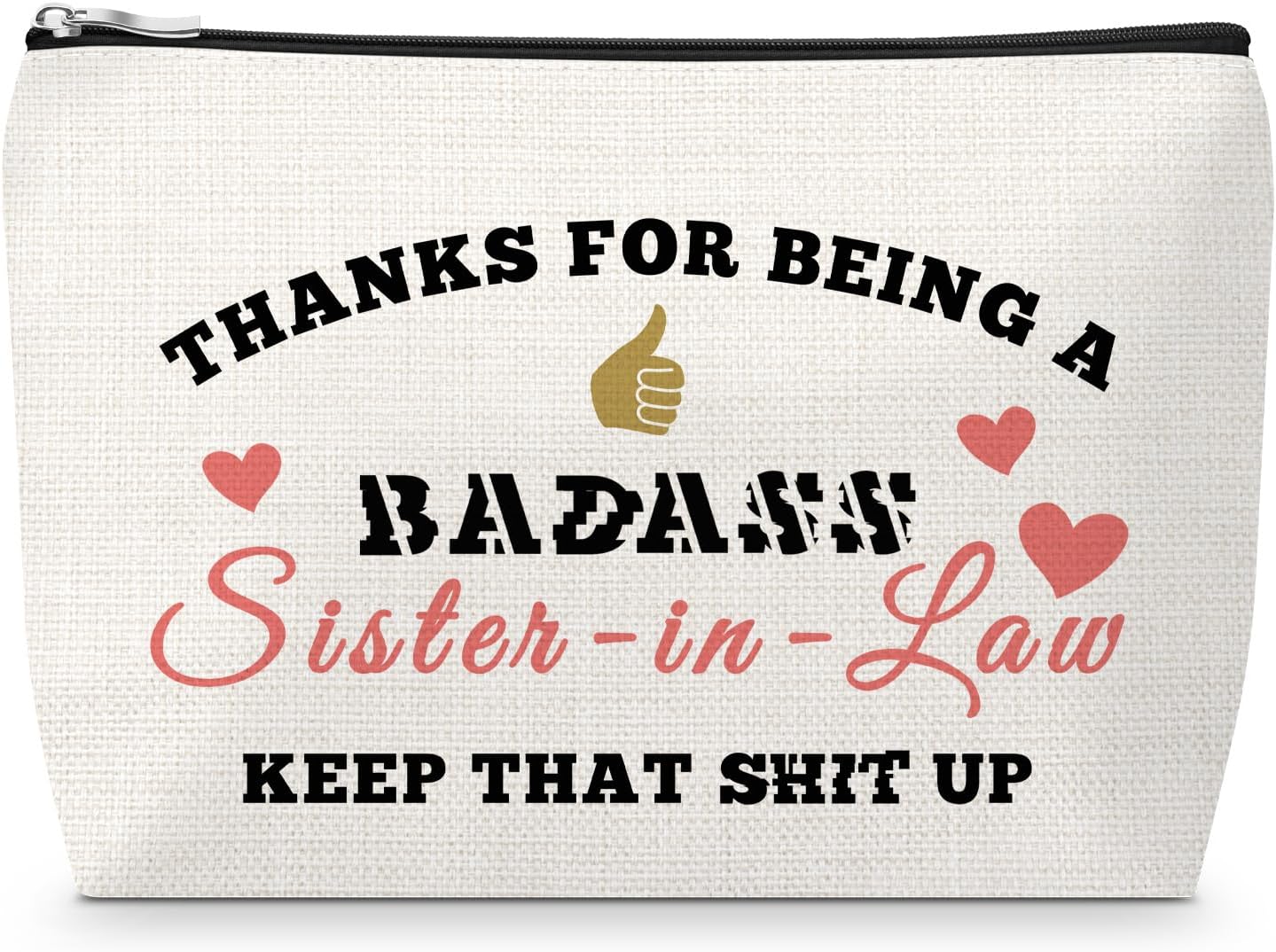 Sister in Law Birthday Gifts from Sisters Makeup Bag Christmas Mothers Day Gift for Sister in Law Wedding Anniversary Present for Her Valentines Presents for Bonus Sisters Zipper Toiletry Travel Pouch