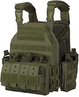 FABROX Quick release tactical vest outdoor protective equipment combat vest camouflage clothing (Color : Green, Size : 1pc)