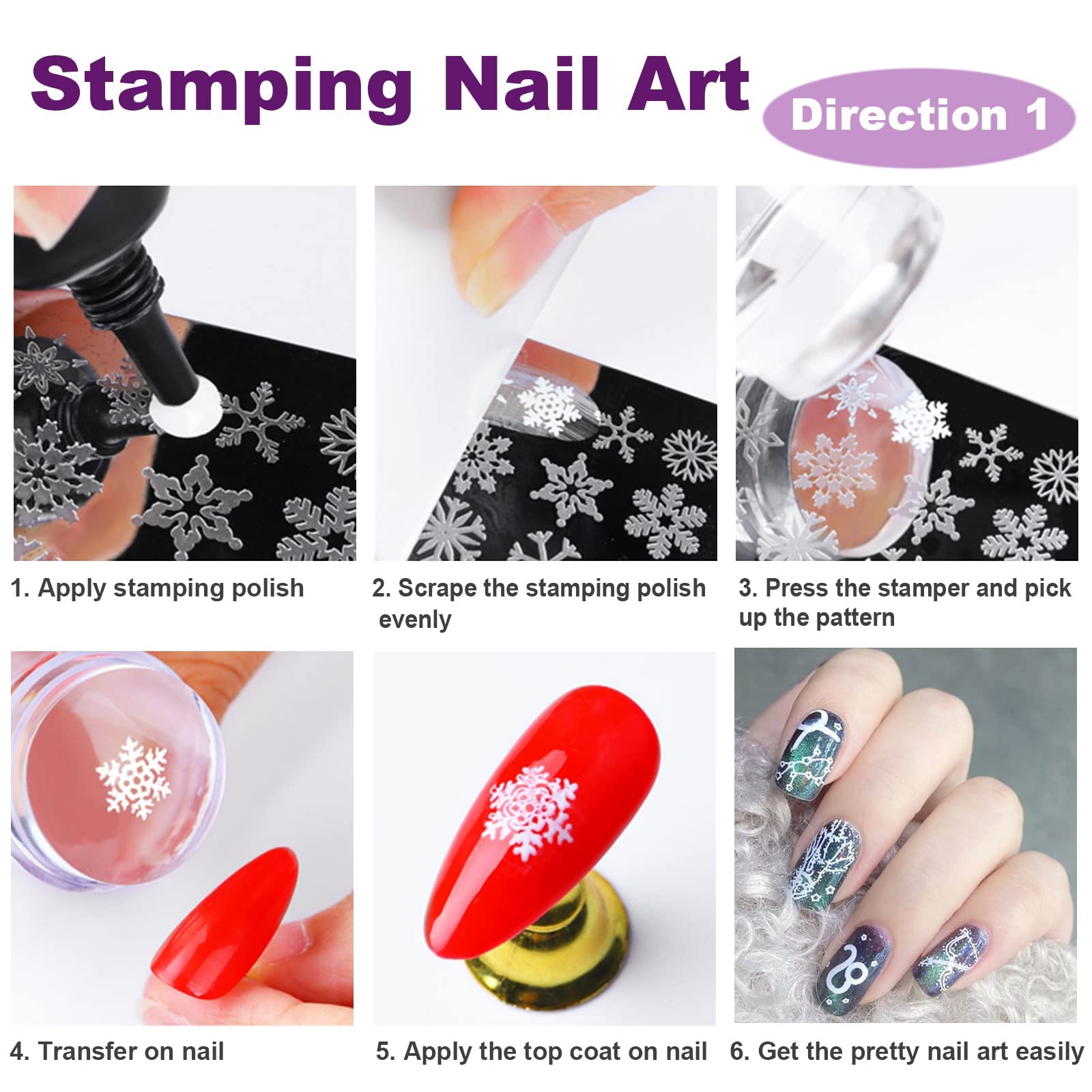 Nail Stamper Nail Art Brushes - Punta francesa Nail Stamp Clear Nail Art Stamper Jelly con raspador, 1pcs Nail Pen Brushes, Soft Silicone Stamper Printer DIY